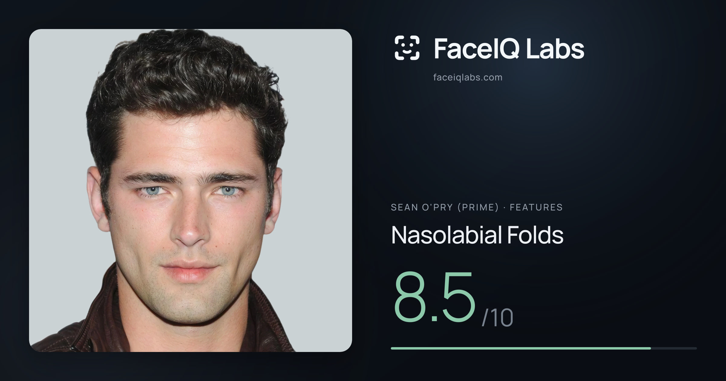 Sean O'Pry (Prime) Nasolabial Folds: 8.5/10, drawn on the photo