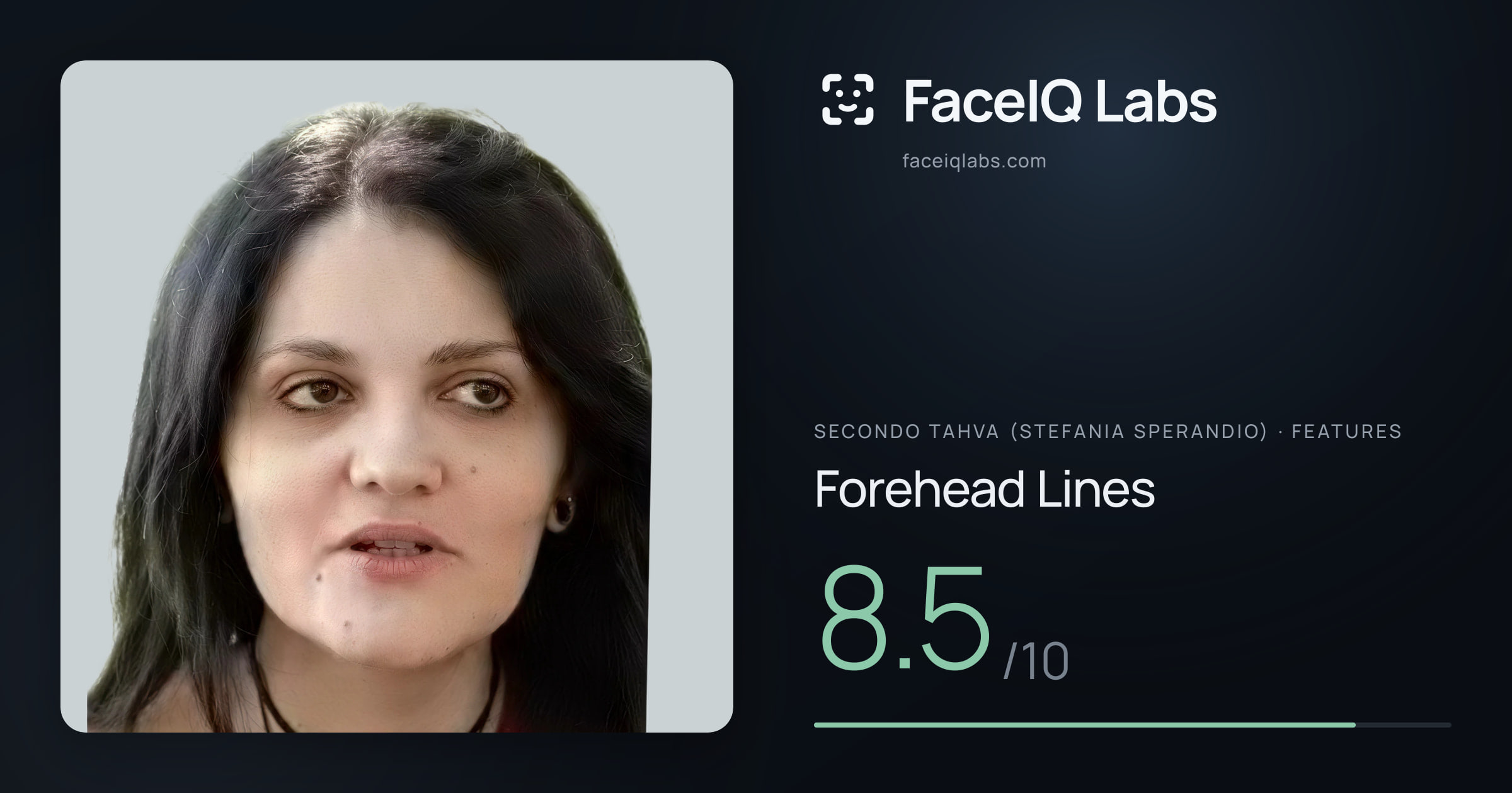 Secondo Tahva (Stefania Sperandio) Forehead Lines: 8.5/10, drawn on the photo