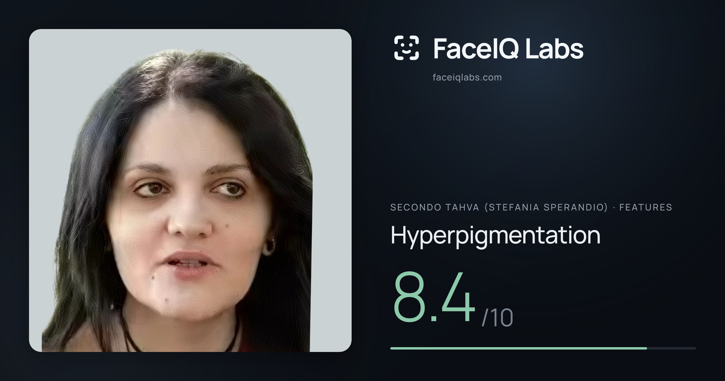 Secondo Tahva (Stefania Sperandio) Hyperpigmentation: 8.4/10, drawn on the photo