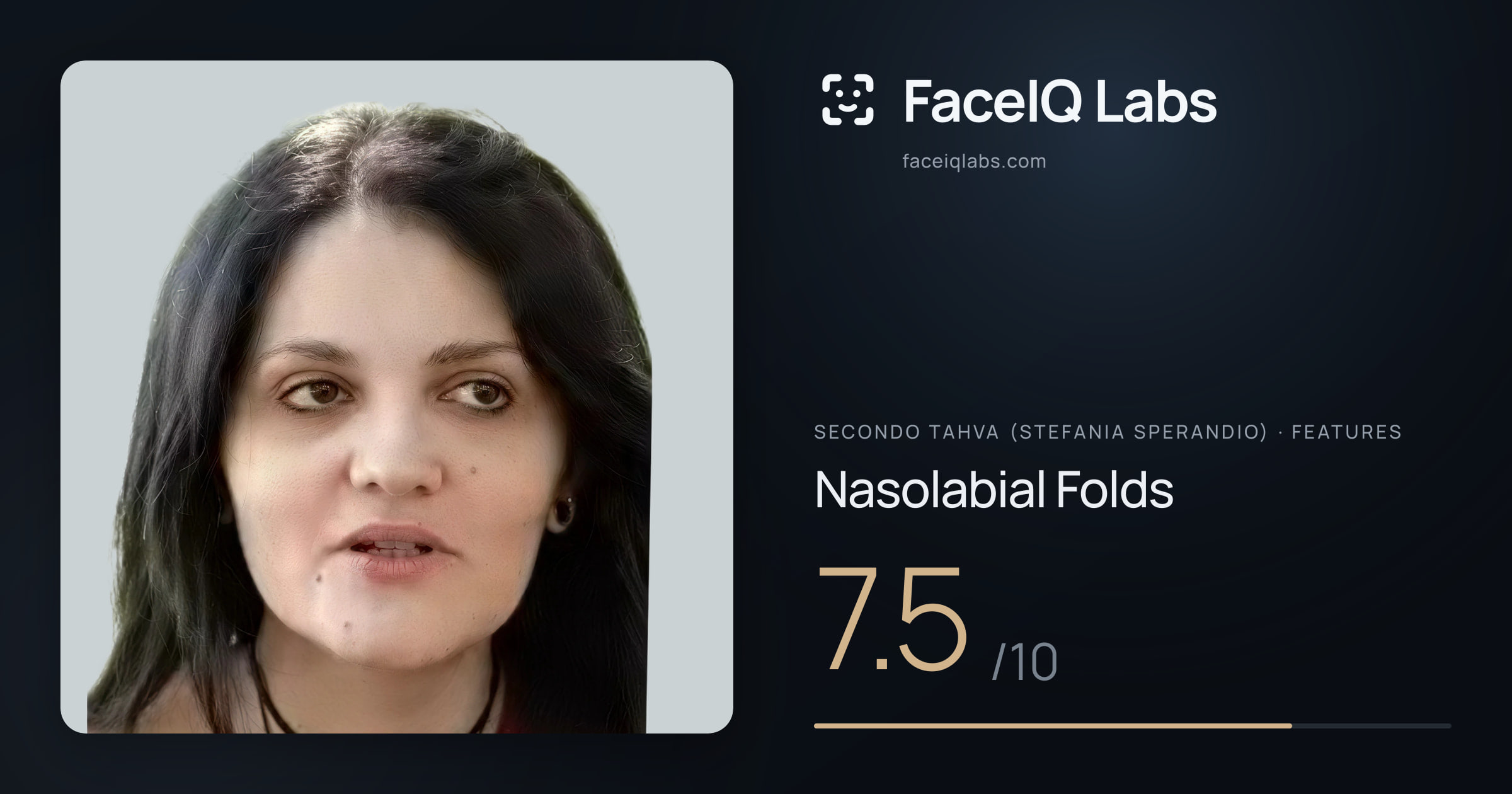 Secondo Tahva (Stefania Sperandio) Nasolabial Folds: 7.5/10, drawn on the photo