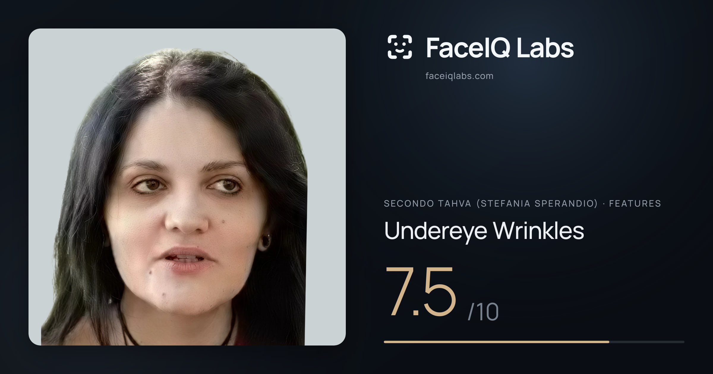 Secondo Tahva (Stefania Sperandio) Undereye Wrinkles: 7.5/10, drawn on the photo