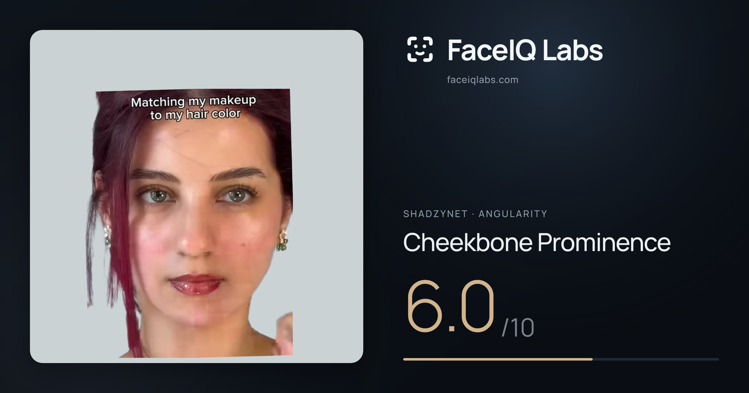 Shadzynet Cheekbone Prominence: 6.0/10, drawn on the photo
