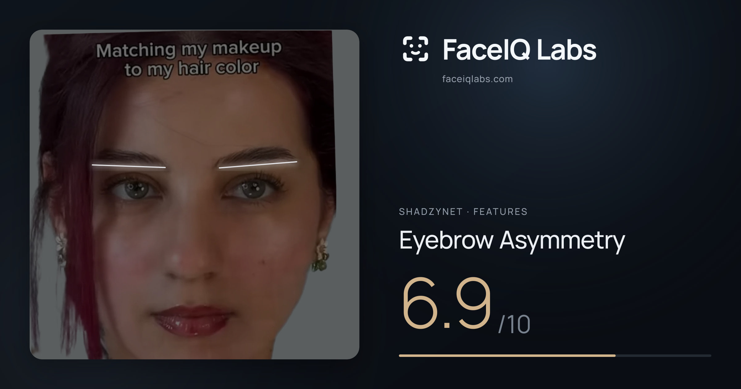 Shadzynet Eyebrow Asymmetry: 6.9/10, drawn on the photo