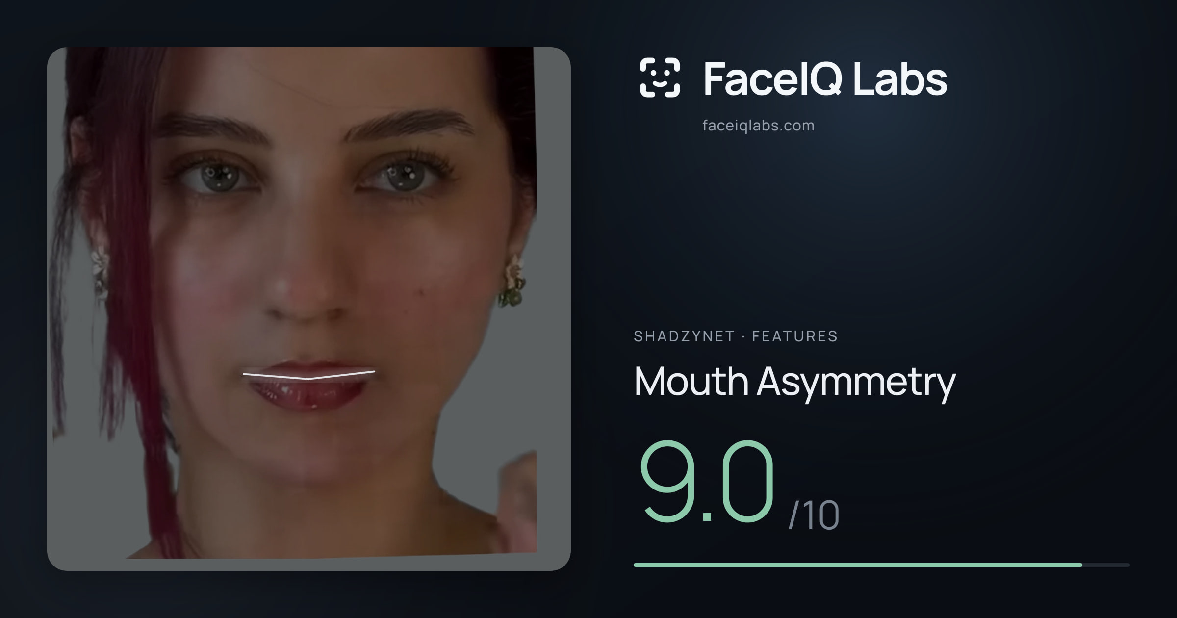 Shadzynet Mouth Asymmetry: 9.0/10, drawn on the photo
