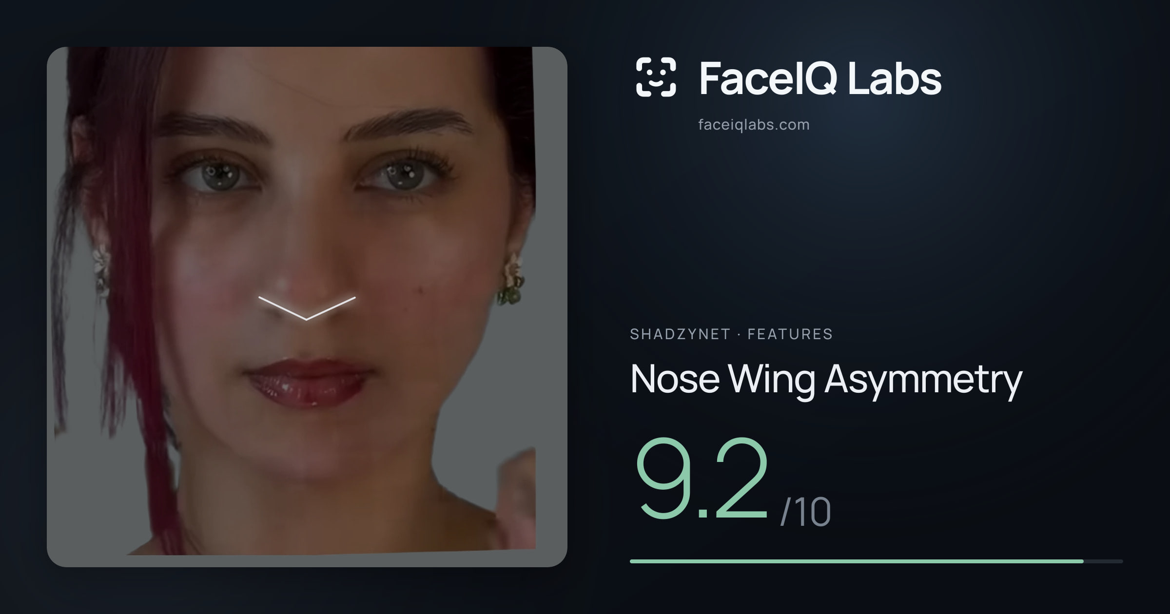 Shadzynet Nose Wing Asymmetry: 9.2/10, drawn on the photo