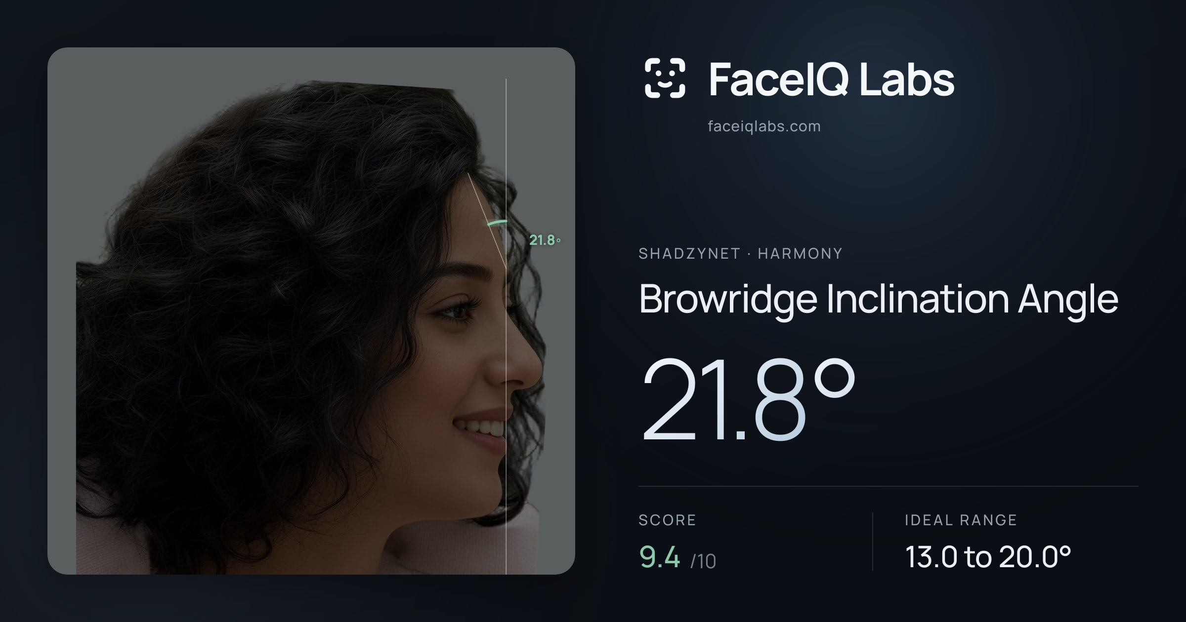 Shadzynet Browridge Inclination Angle: 21.8°, drawn on the photo