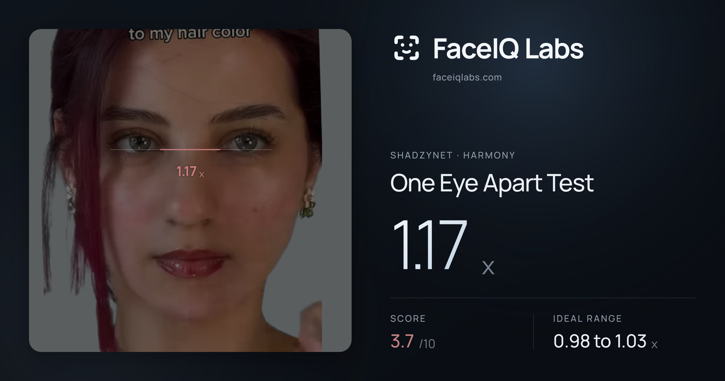 Shadzynet One Eye Apart Test: 1.17x, drawn on the photo