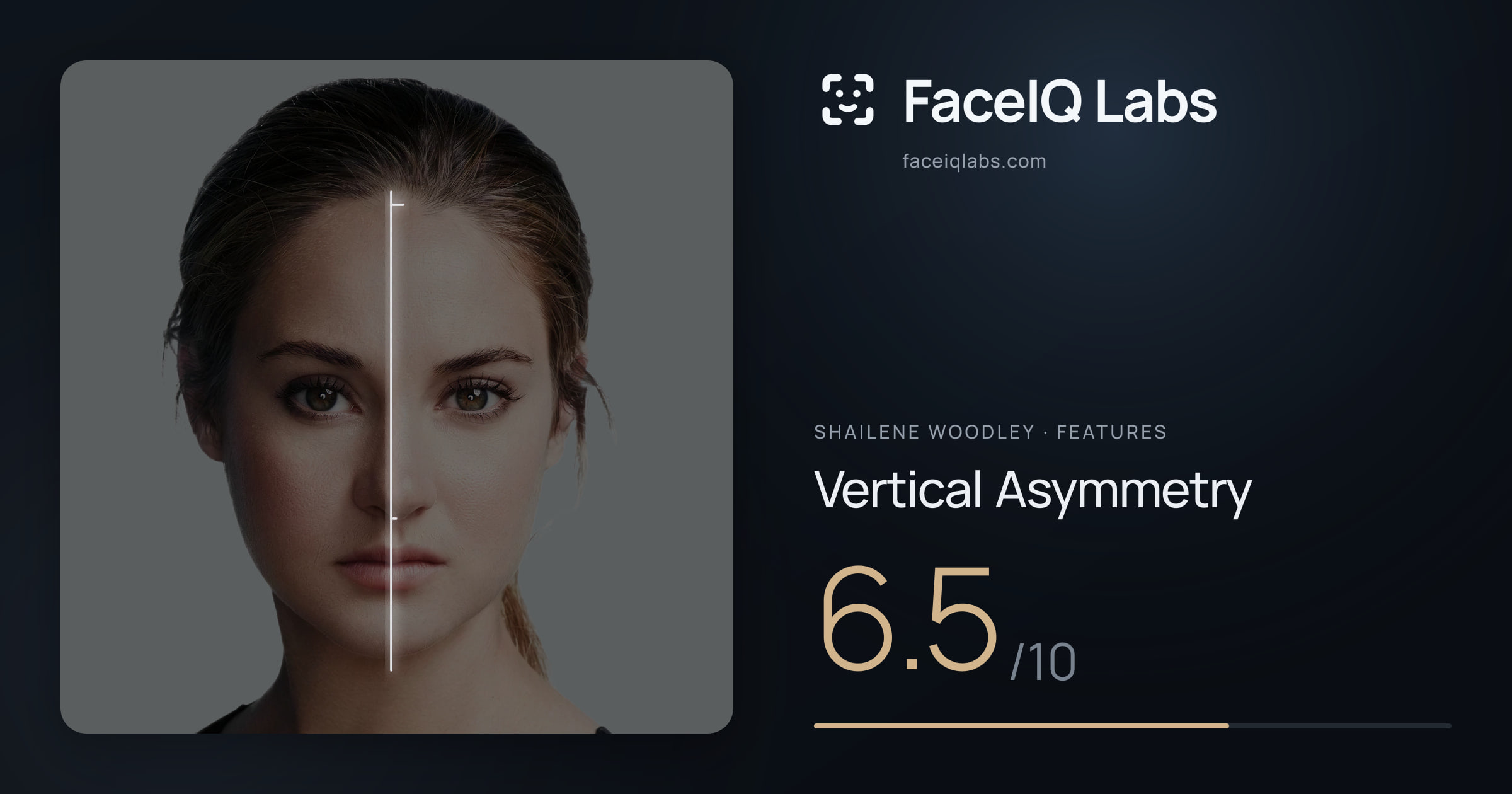 Shailene Woodley Vertical Asymmetry: 6.5/10, drawn on the photo