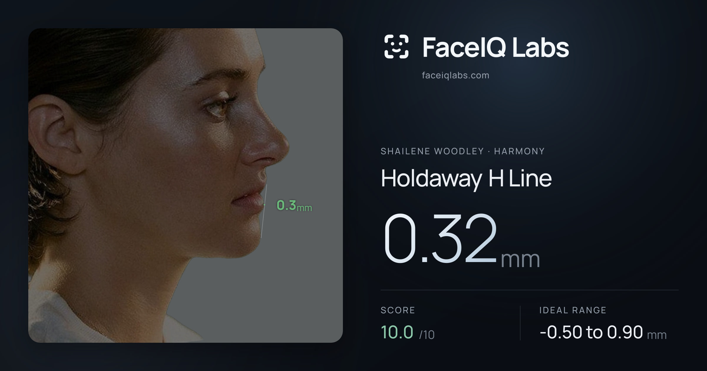 Shailene Woodley Holdaway H Line: 0.32mm, drawn on the photo