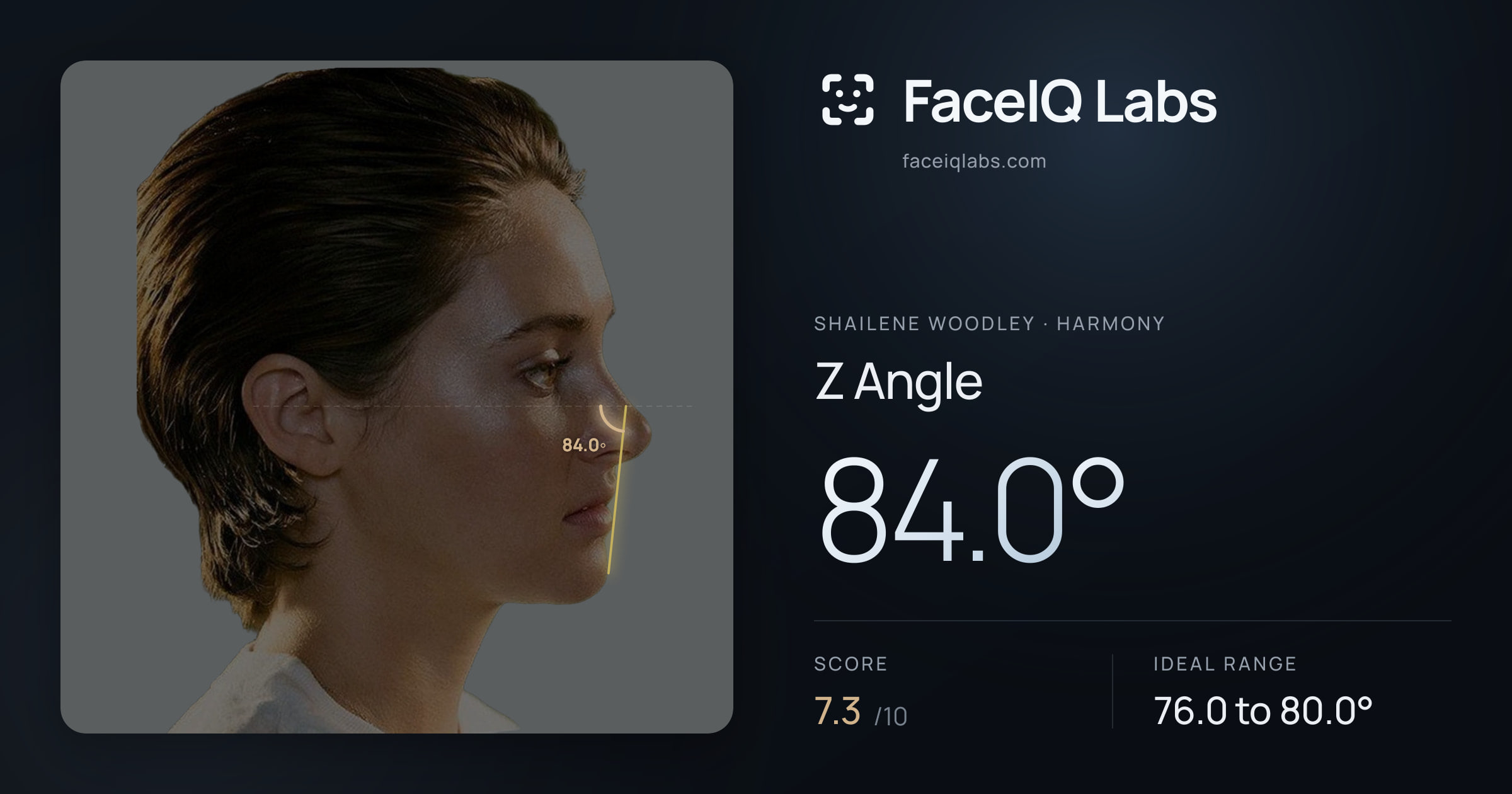 Shailene Woodley Z Angle: 84.0°, drawn on the photo