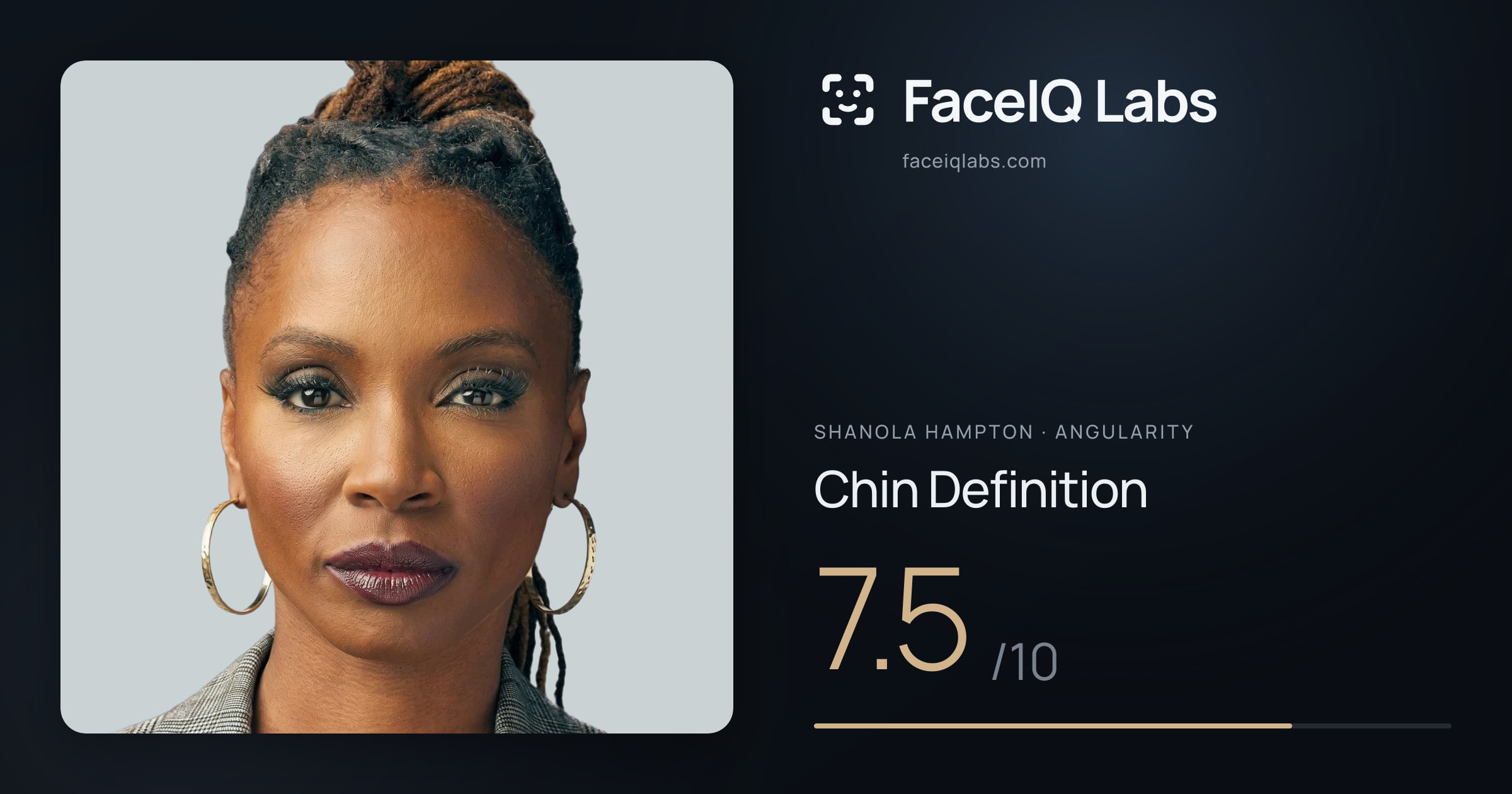 Shanola Hampton Chin Definition: 7.5/10, drawn on the photo