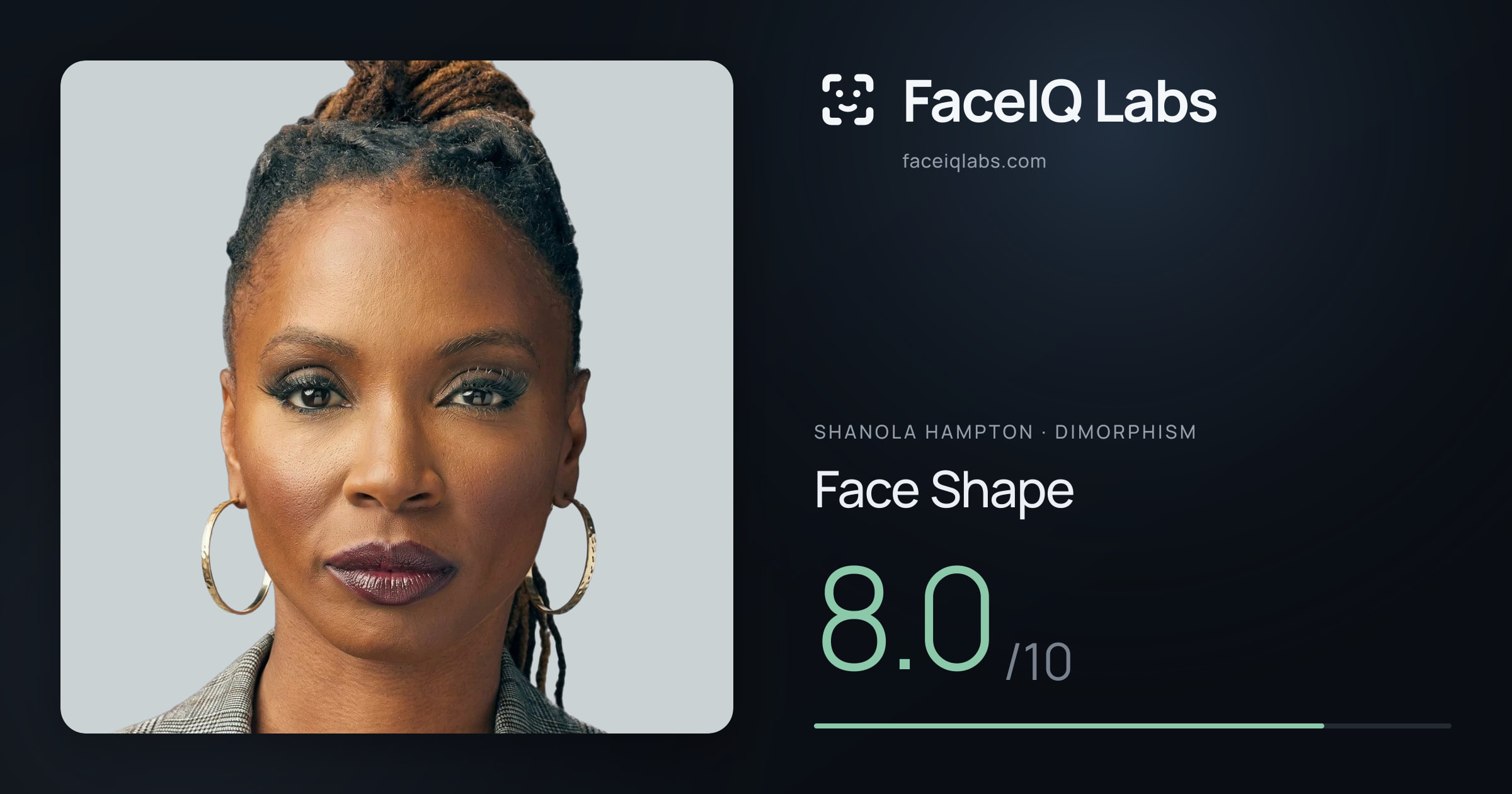 Shanola Hampton Face Shape: 8.0/10, drawn on the photo