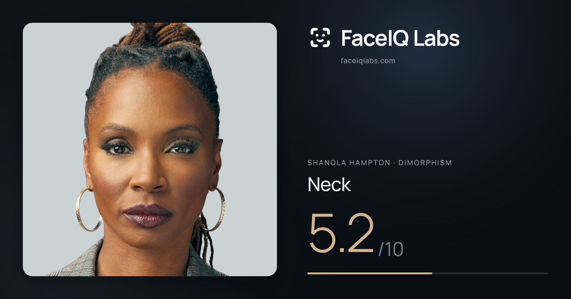 Shanola Hampton Neck: 5.2/10, drawn on the photo