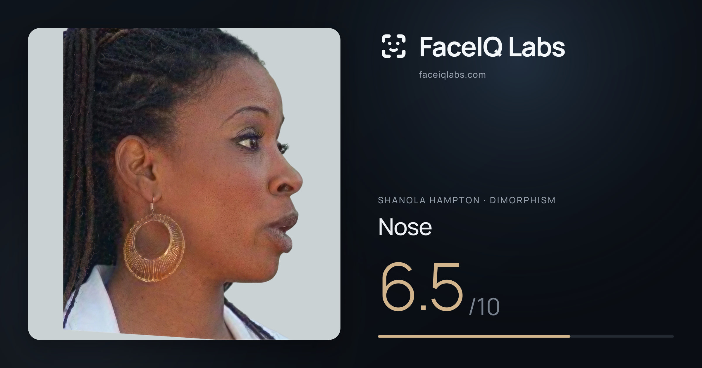 Shanola Hampton Nose: 6.5/10, drawn on the photo