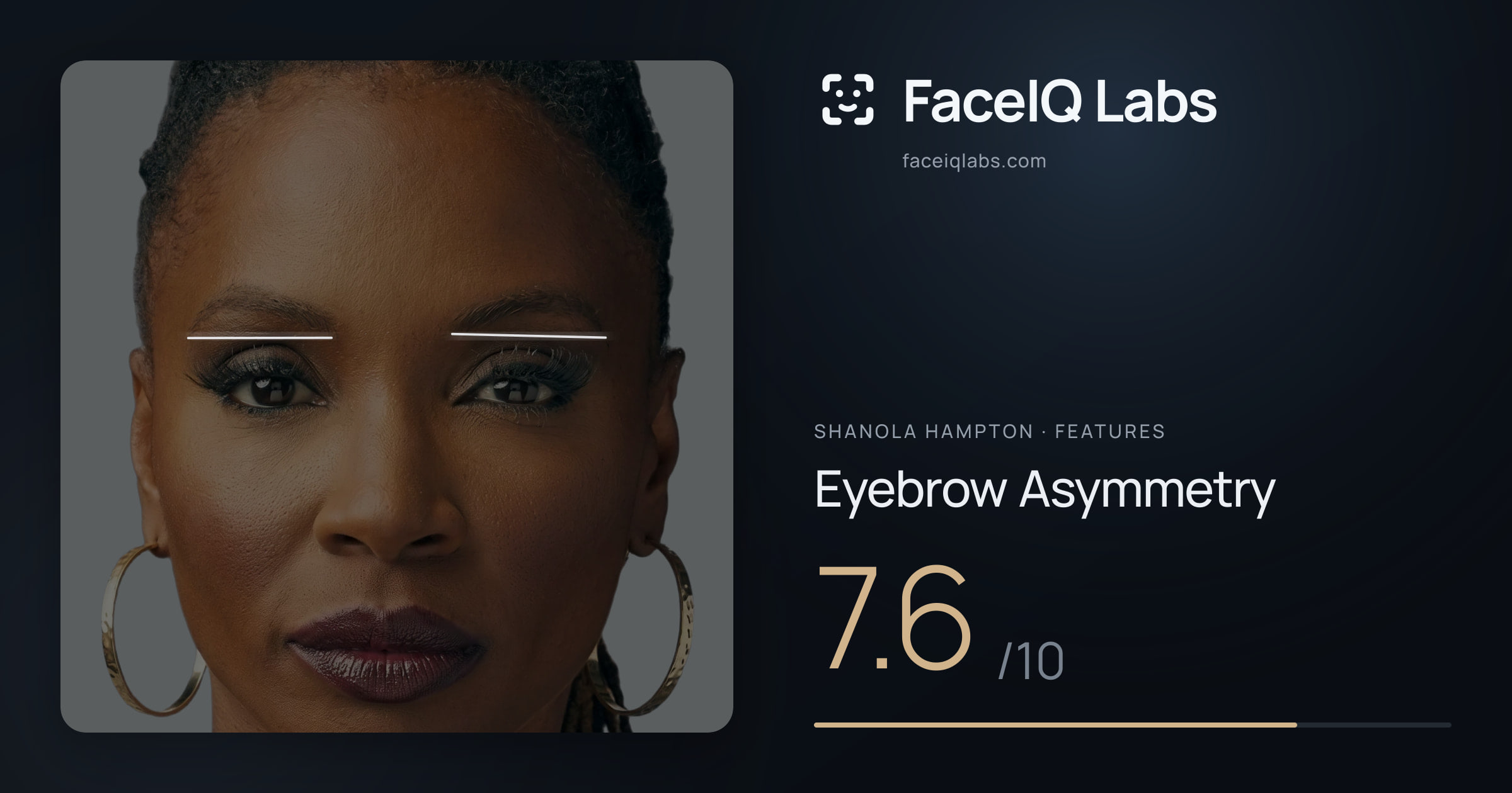 Shanola Hampton Eyebrow Asymmetry: 7.6/10, drawn on the photo