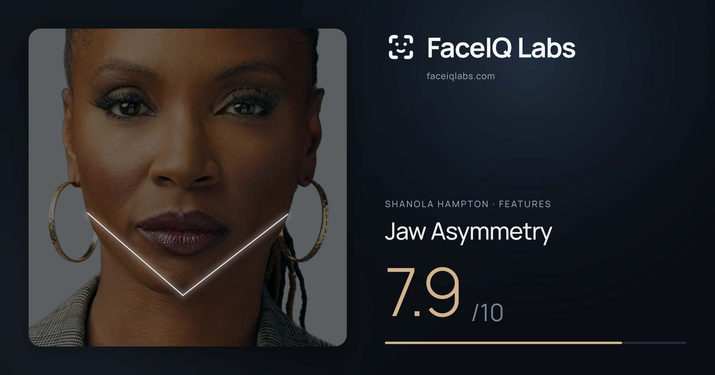Shanola Hampton Jaw Asymmetry: 7.9/10, drawn on the photo