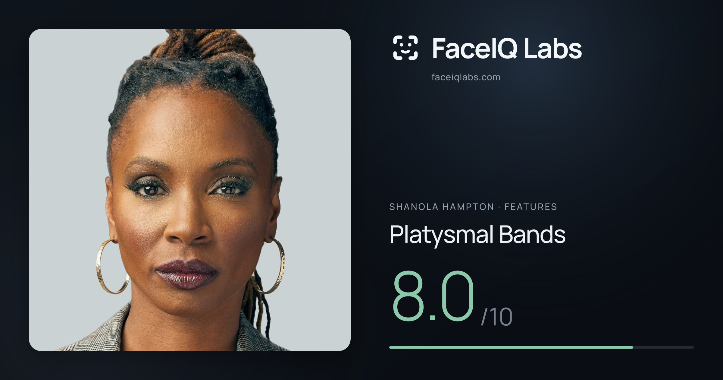 Shanola Hampton Platysmal Bands: 8.0/10, drawn on the photo