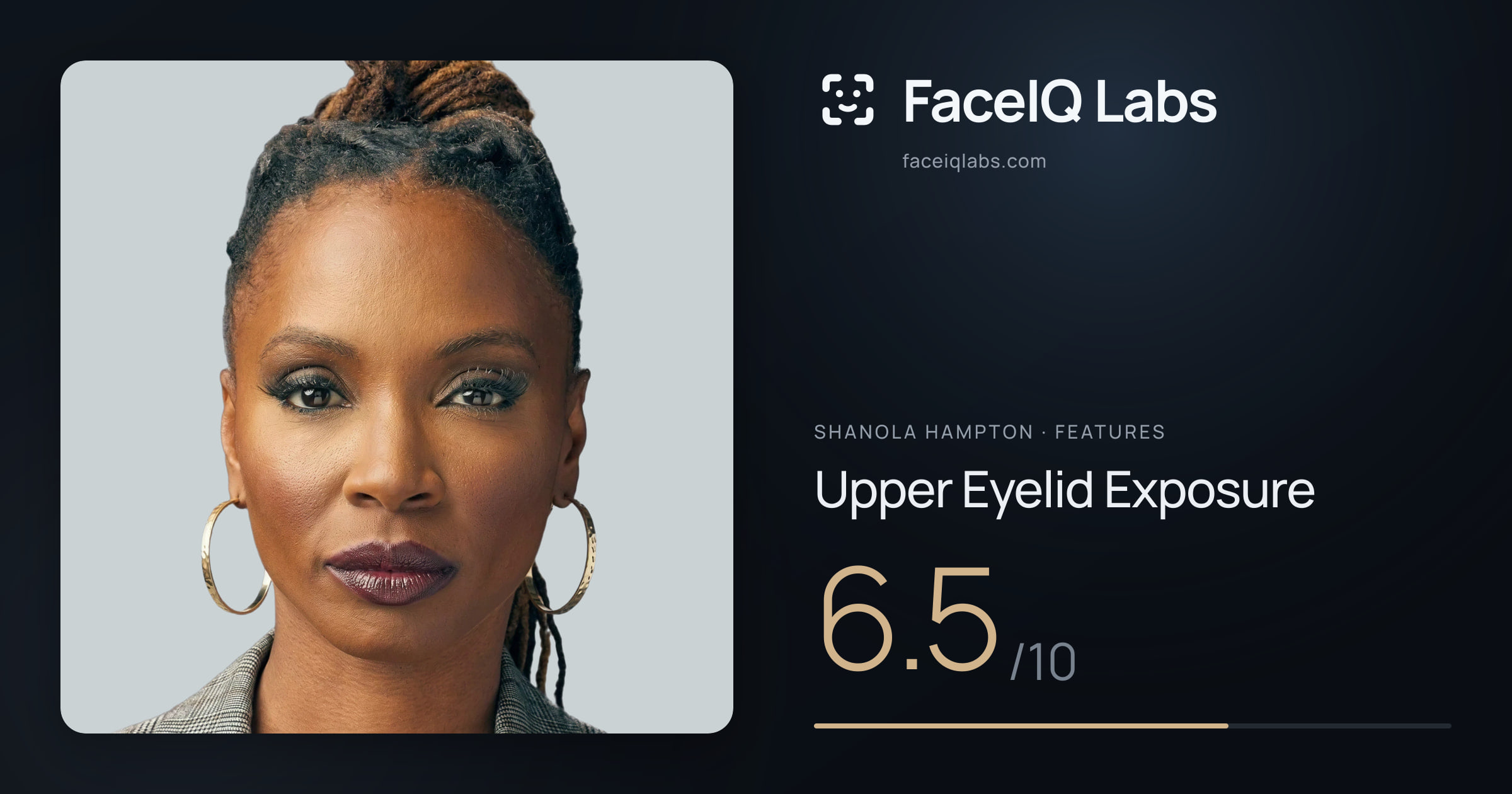 Shanola Hampton Upper Eyelid Exposure: 6.5/10, drawn on the photo
