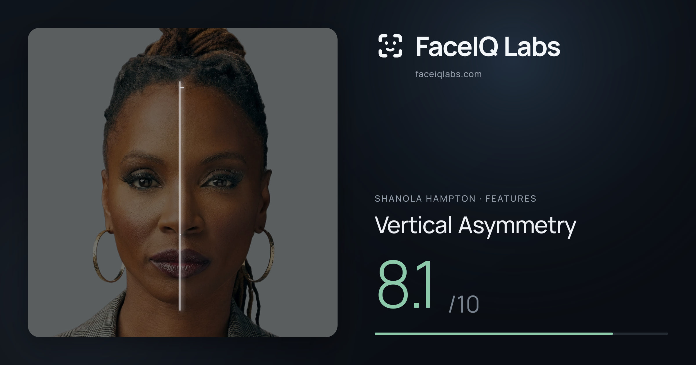 Shanola Hampton Vertical Asymmetry: 8.1/10, drawn on the photo