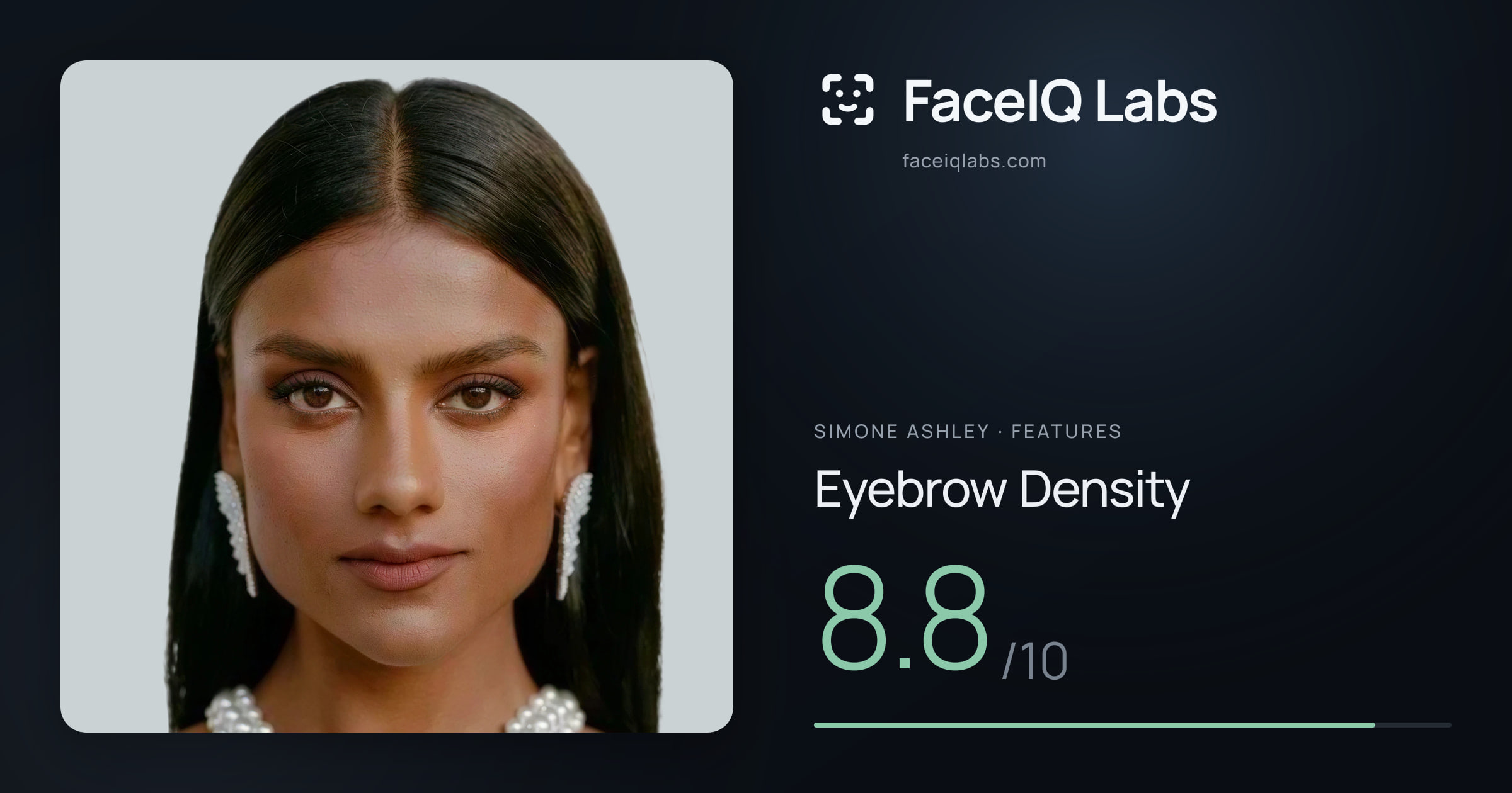 Simone Ashley Eyebrow Density: 8.8/10, drawn on the photo