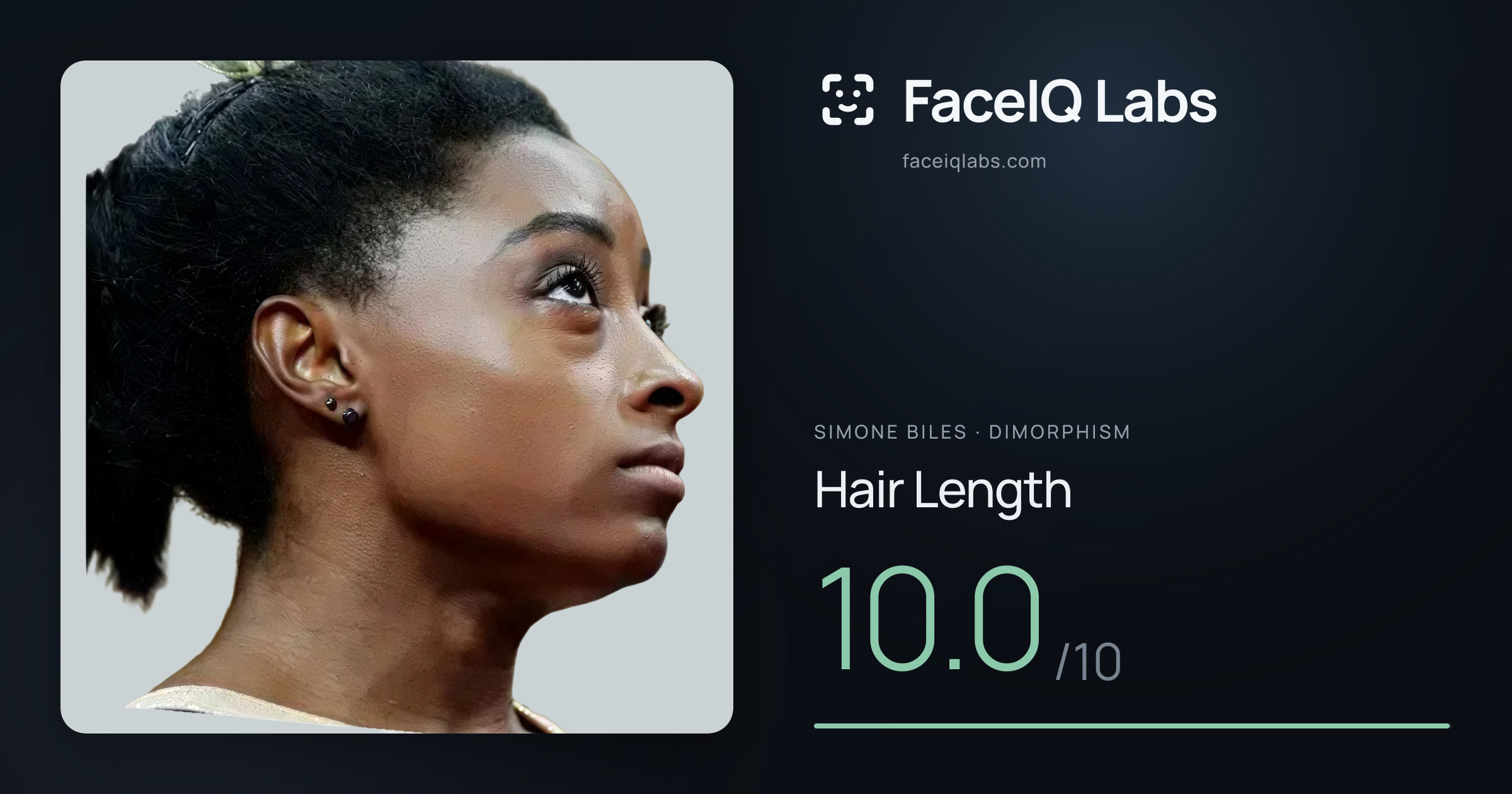 Simone Biles Hair Length: 10.0/10, drawn on the photo