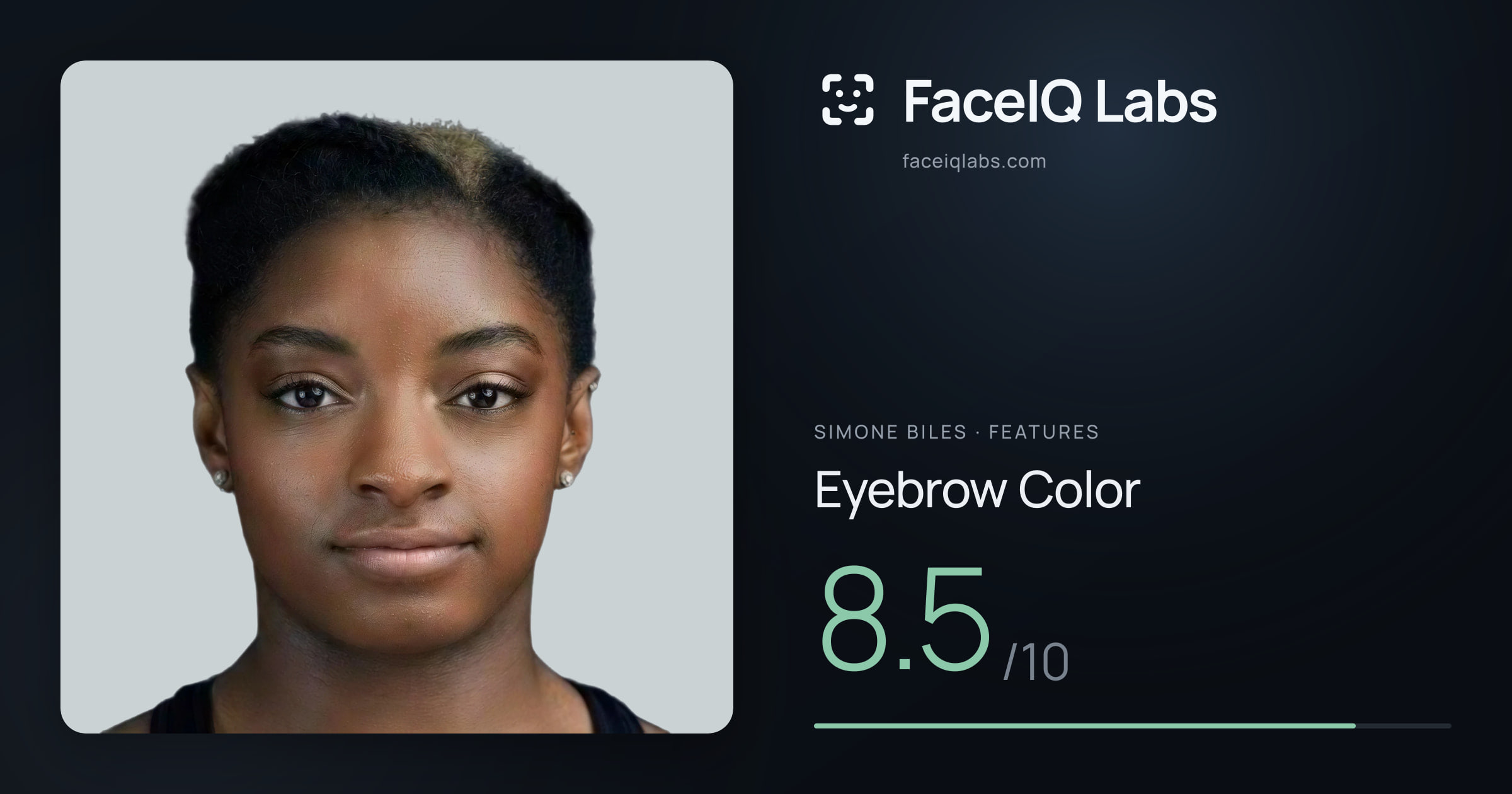 Simone Biles Eyebrow Color: 8.5/10, drawn on the photo