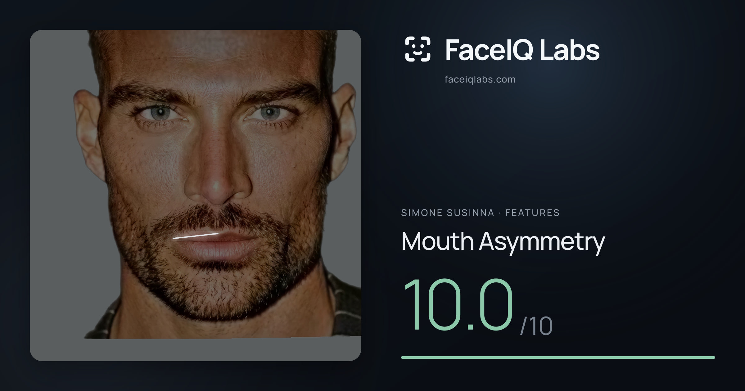Simone Susinna Mouth Asymmetry: 10.0/10, drawn on the photo