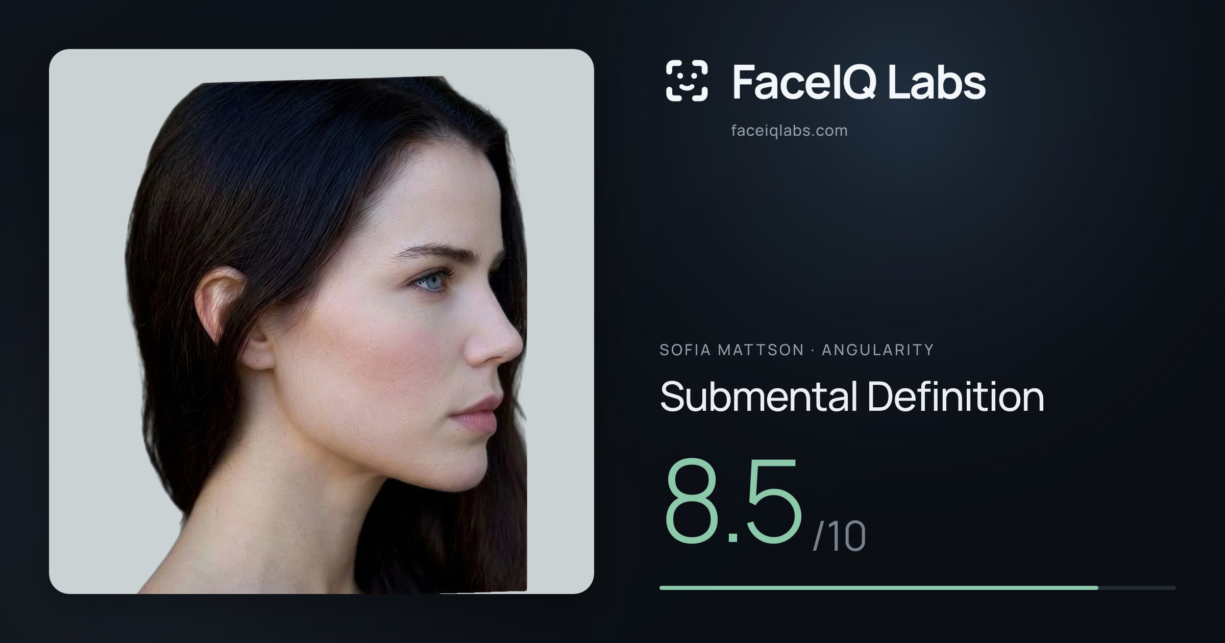 Sofia Mattson Submental Definition: 8.5/10, drawn on the photo