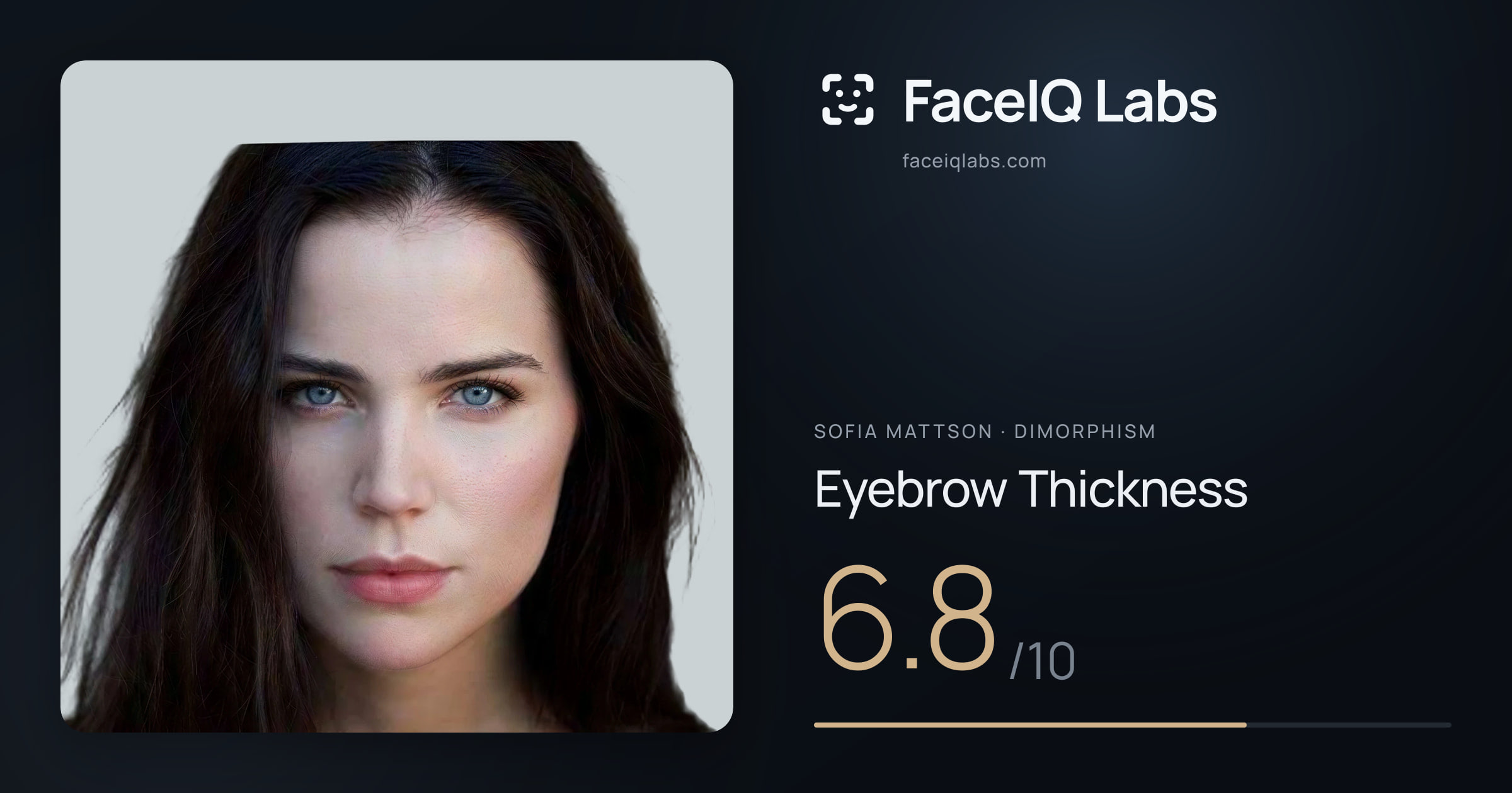 Sofia Mattson Eyebrow Thickness: 6.8/10, drawn on the photo