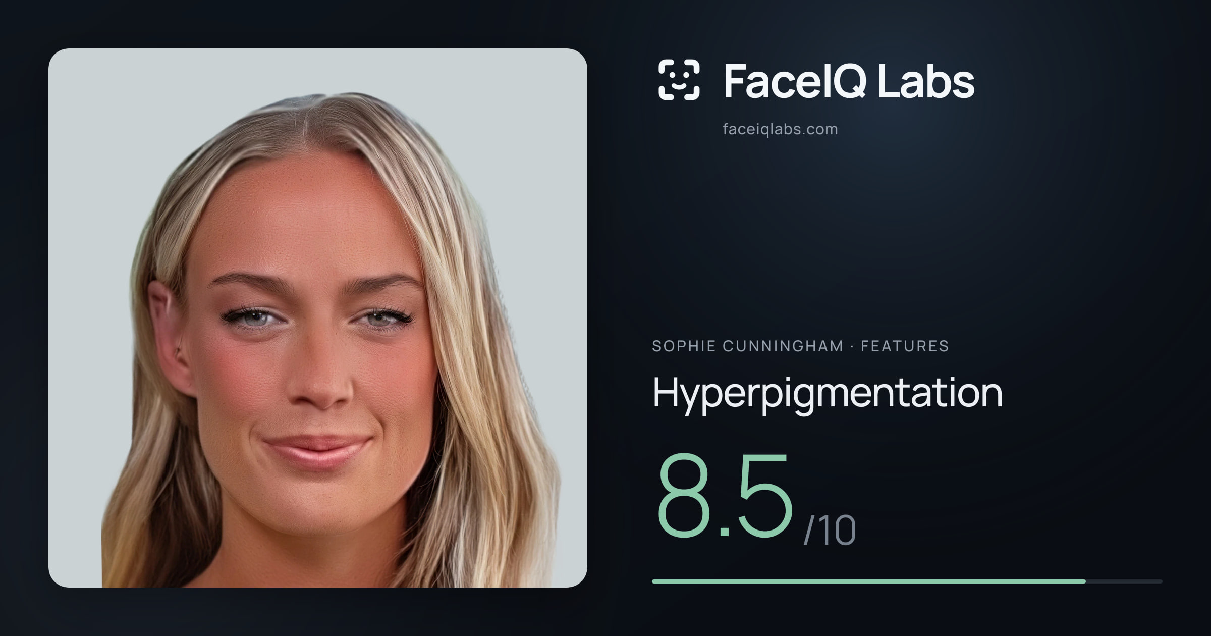 Sophie Cunningham Hyperpigmentation: 8.5/10, drawn on the photo