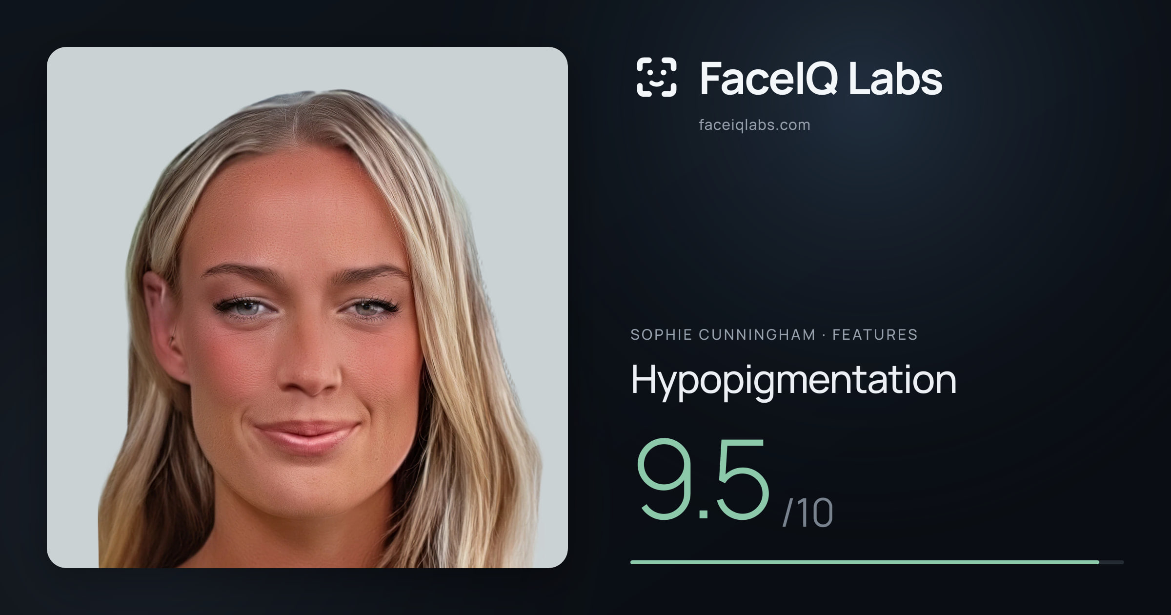 Sophie Cunningham Hypopigmentation: 9.5/10, drawn on the photo