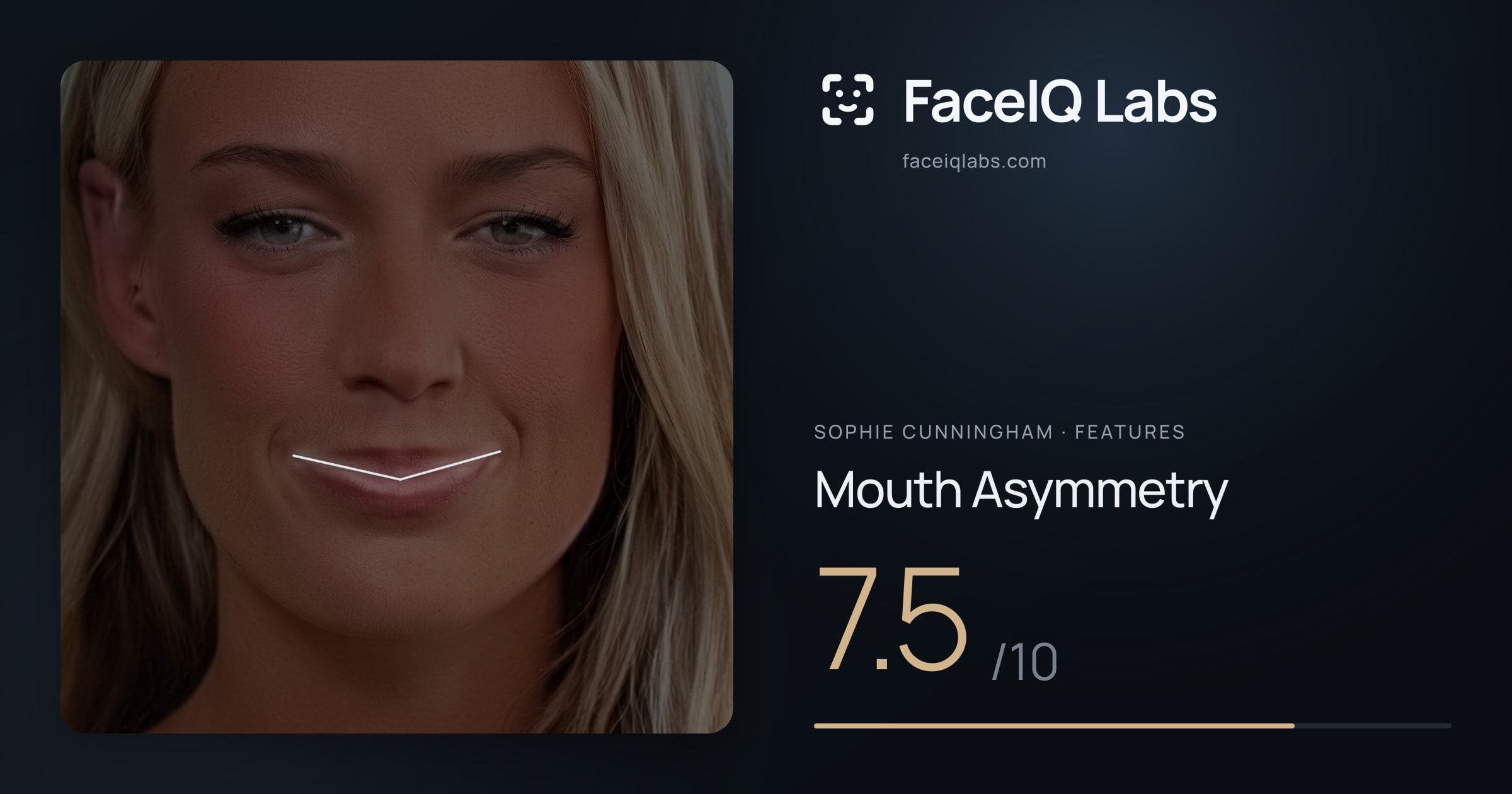 Sophie Cunningham Mouth Asymmetry: 7.5/10, drawn on the photo