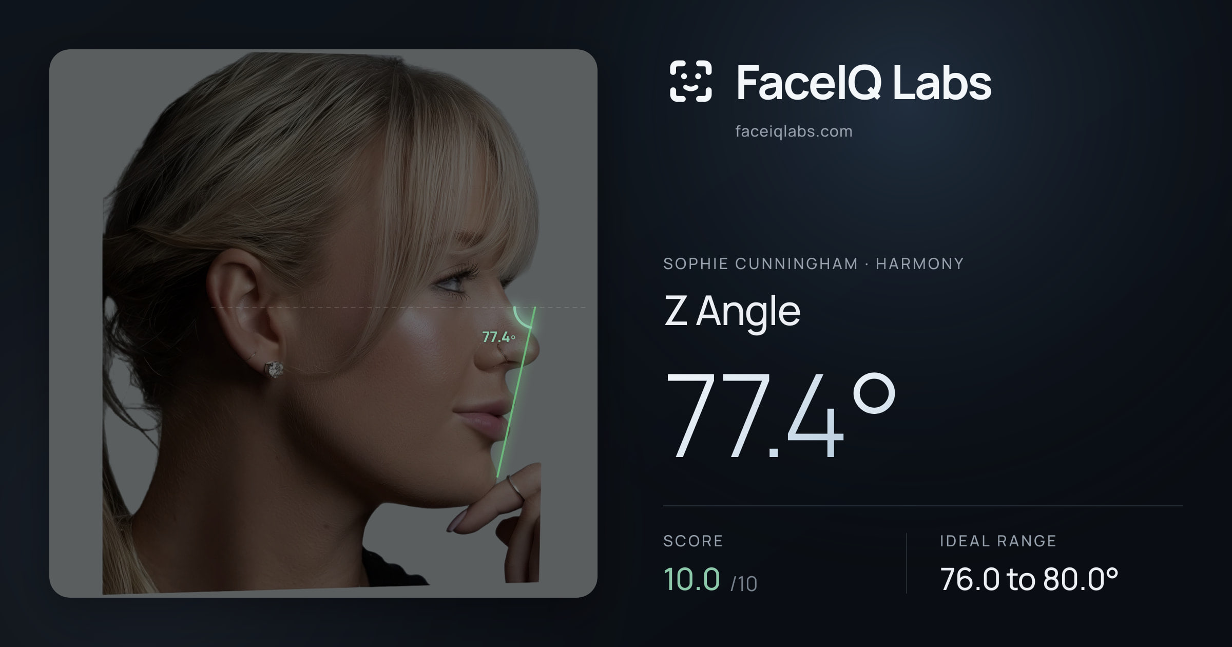Sophie Cunningham Z Angle: 77.4°, drawn on the photo