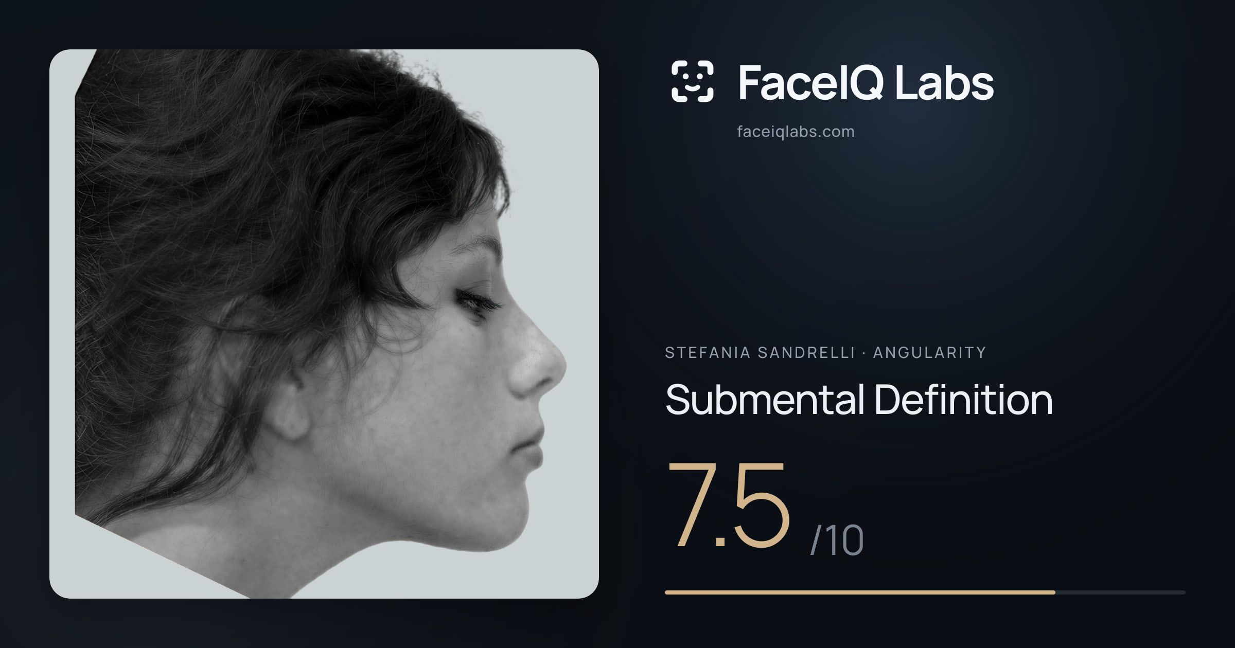 Stefania Sandrelli Submental Definition: 7.5/10, drawn on the photo