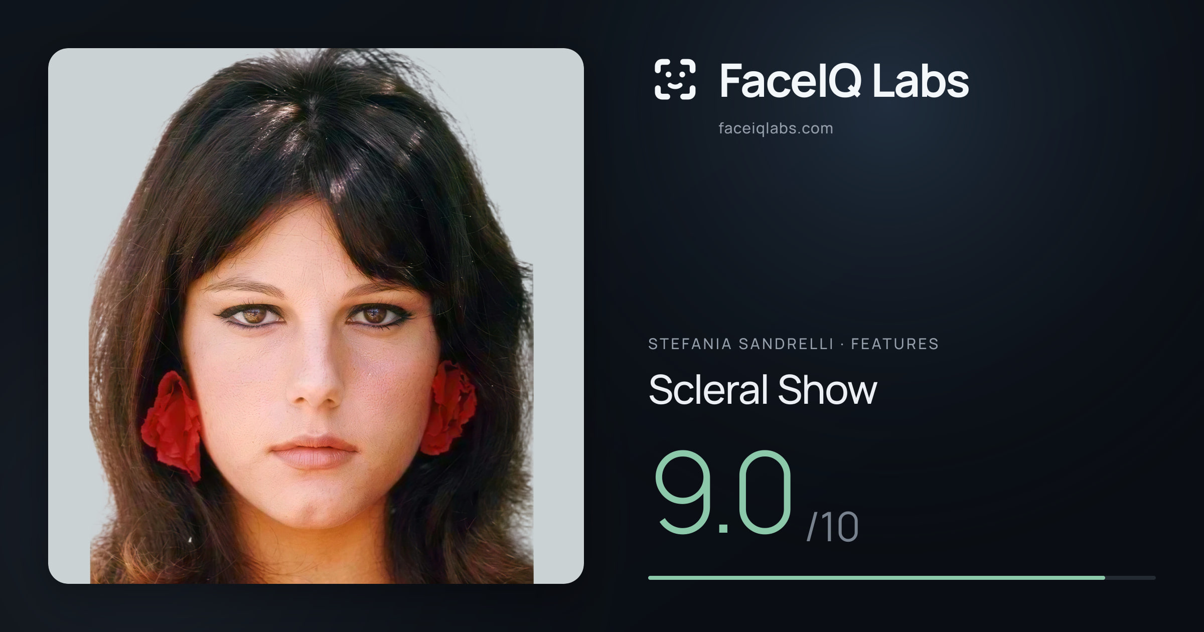 Stefania Sandrelli Scleral Show: 9.0/10, drawn on the photo