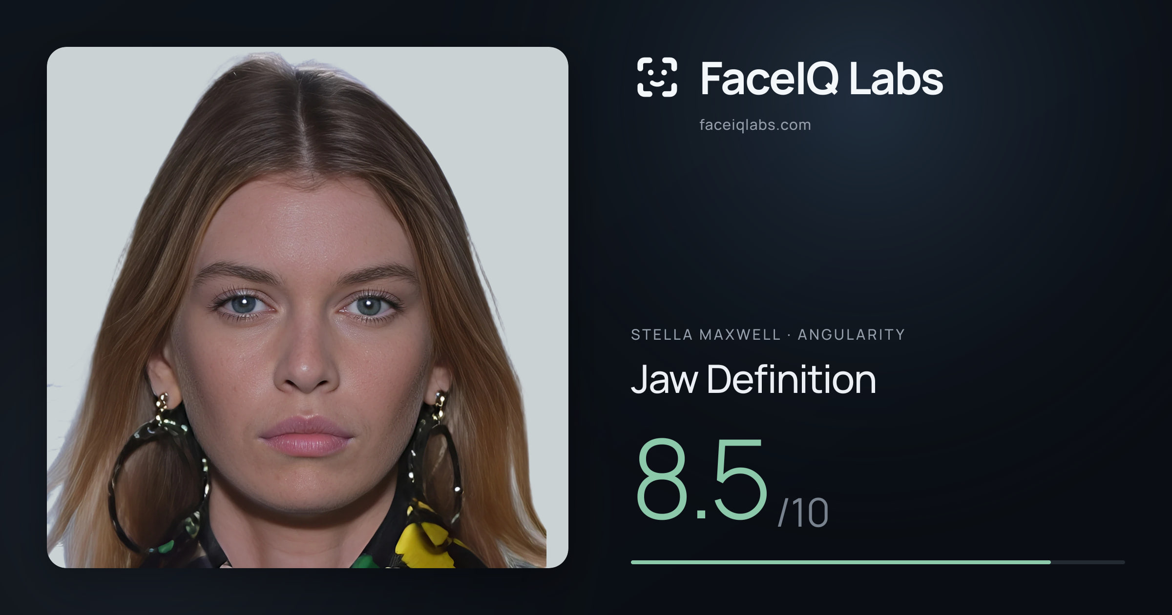 Stella Maxwell Jaw Definition: 8.5/10, drawn on the photo