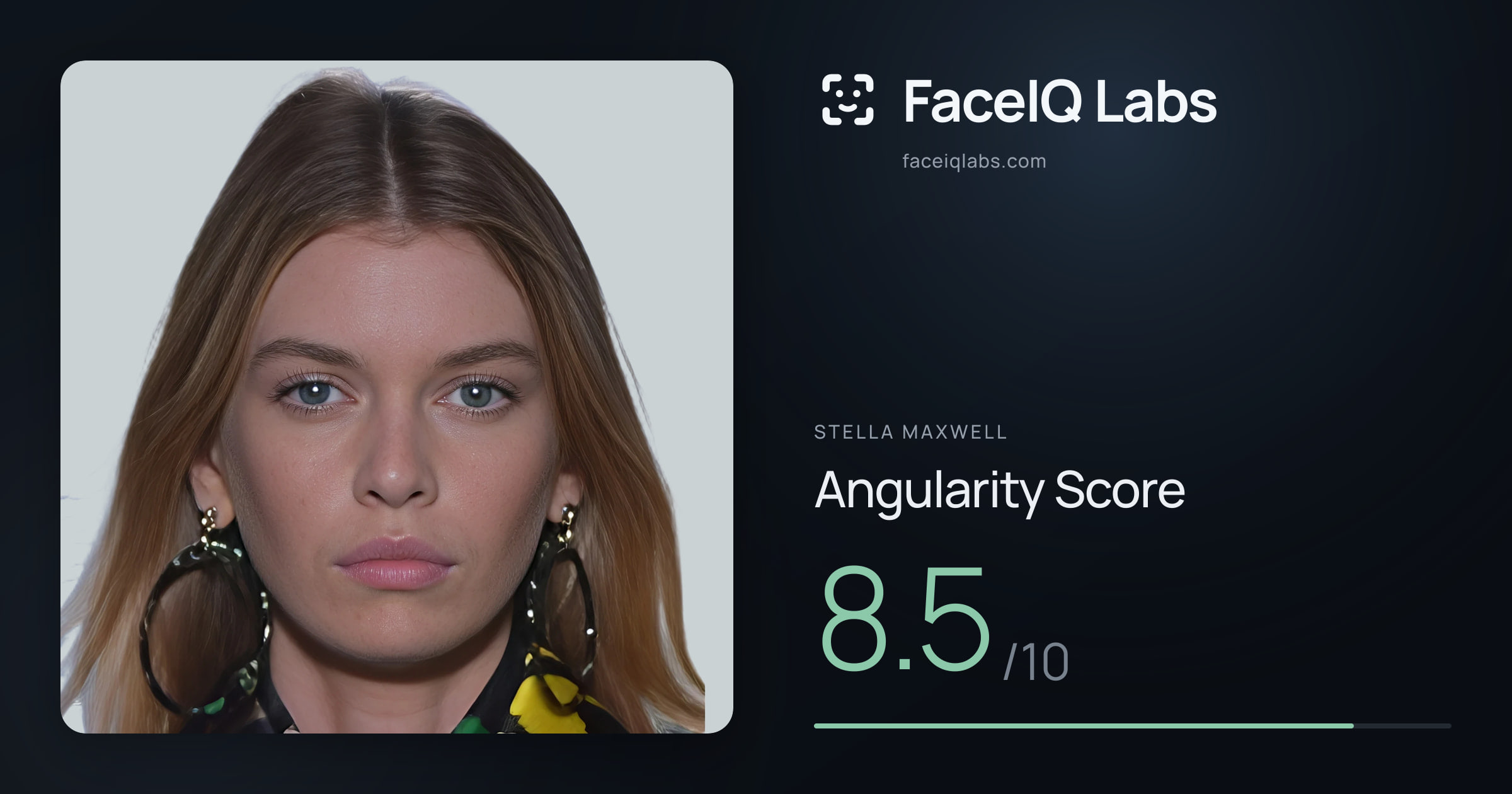Stella Maxwell Angularity: 8.5/10, with each assessment drawn on the photo