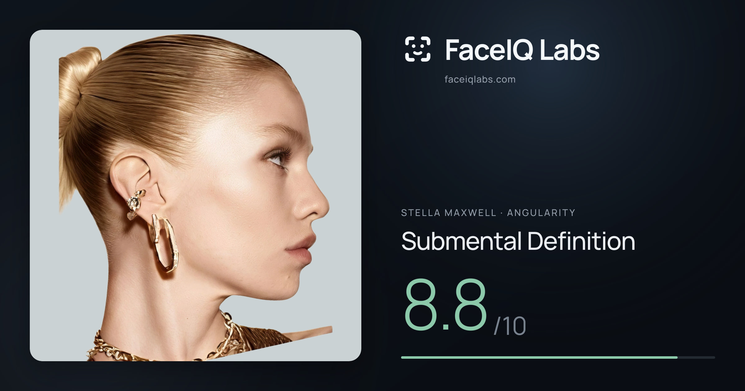 Stella Maxwell Submental Definition: 8.8/10, drawn on the photo