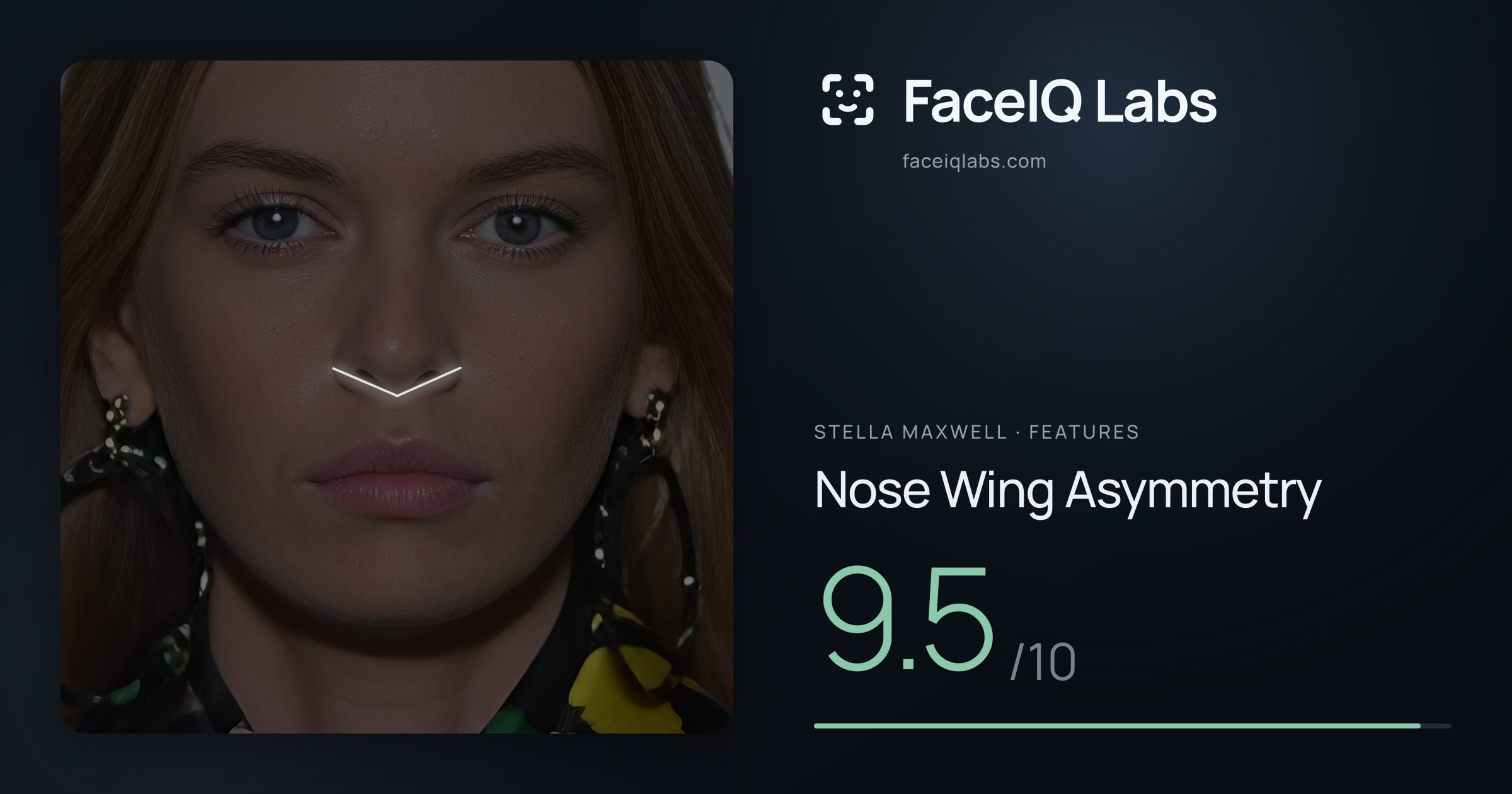 Stella Maxwell Nose Wing Asymmetry: 9.5/10, drawn on the photo