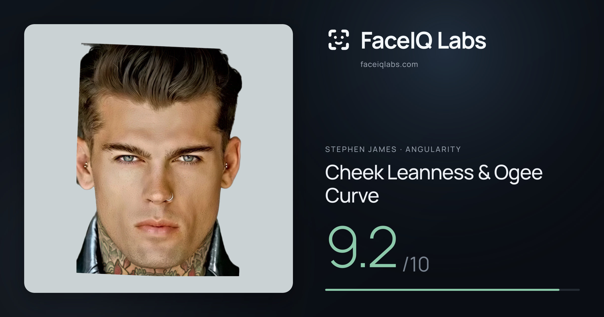Stephen James Cheek Leanness & Ogee Curve: 9.2/10, drawn on the photo
