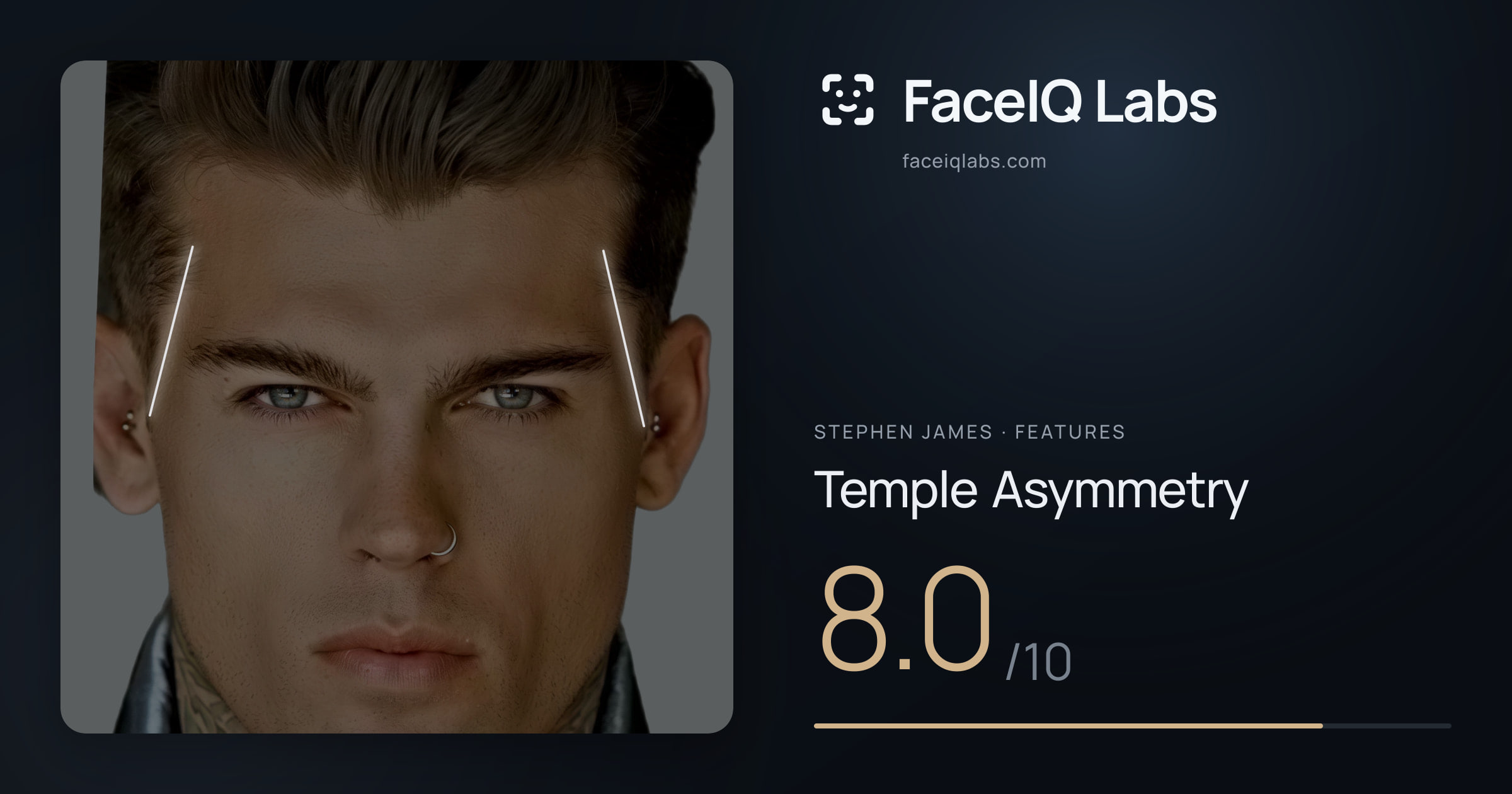 Stephen James Temple Asymmetry: 8.0/10, drawn on the photo