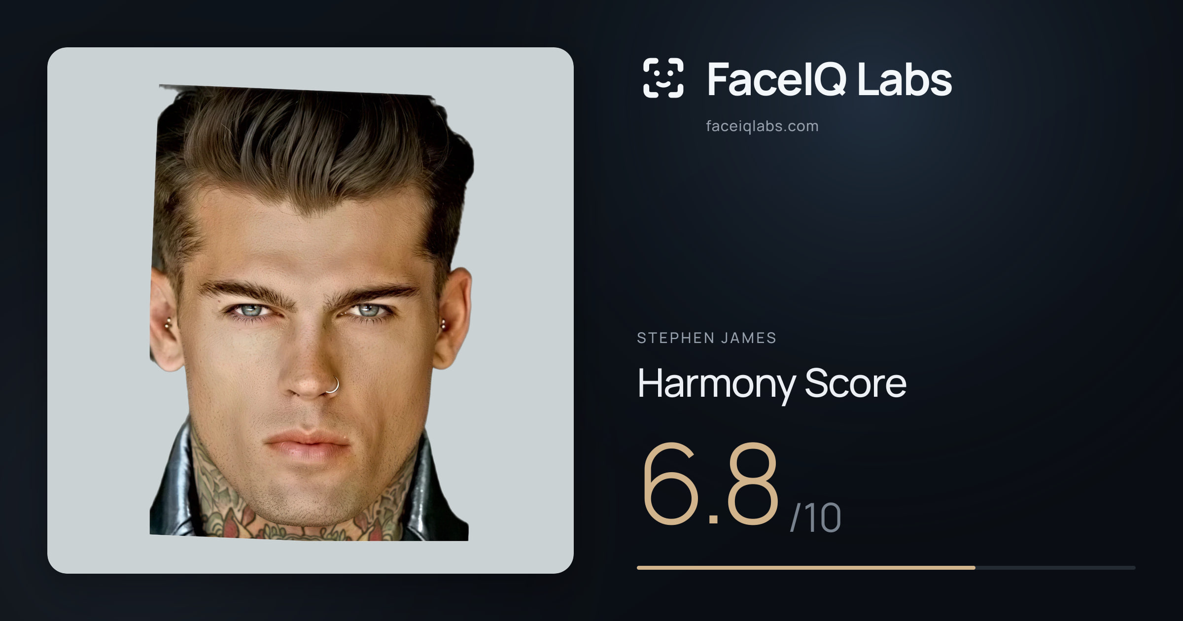 Stephen James Harmony: 6.8/10, with each ratio's score