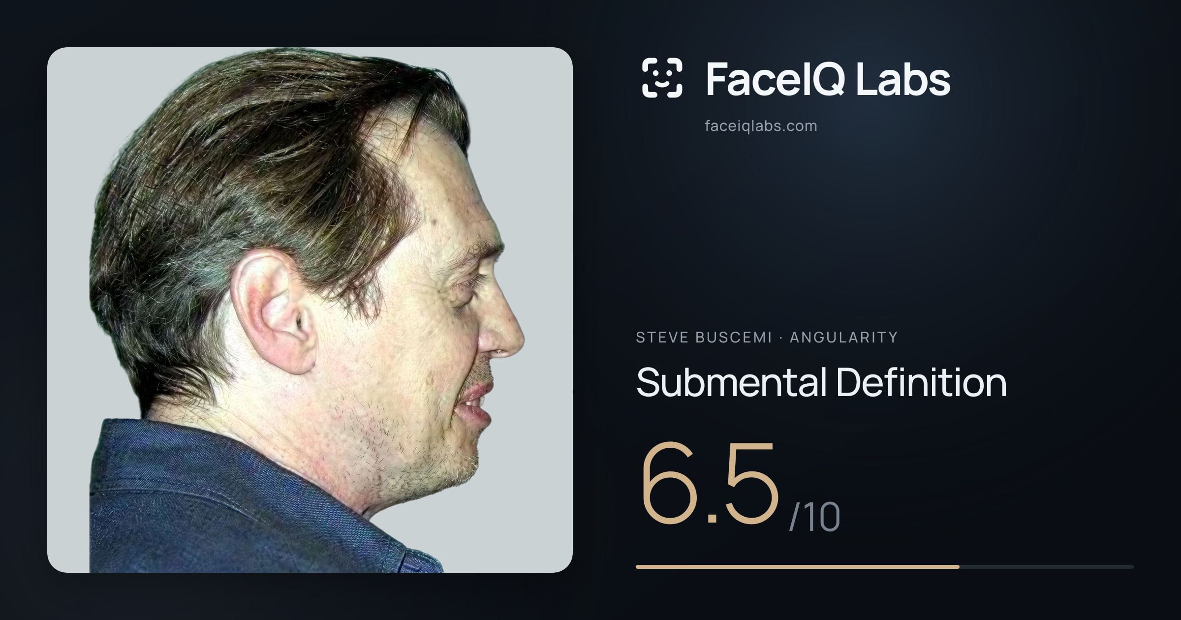 Steve Buscemi Submental Definition: 6.5/10, drawn on the photo