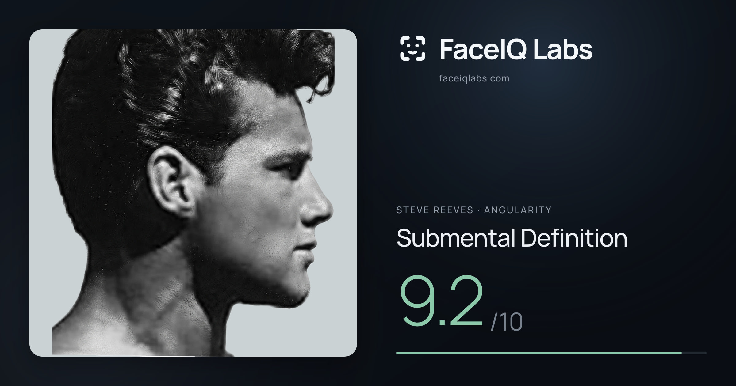 Steve Reeves Submental Definition: 9.2/10, drawn on the photo