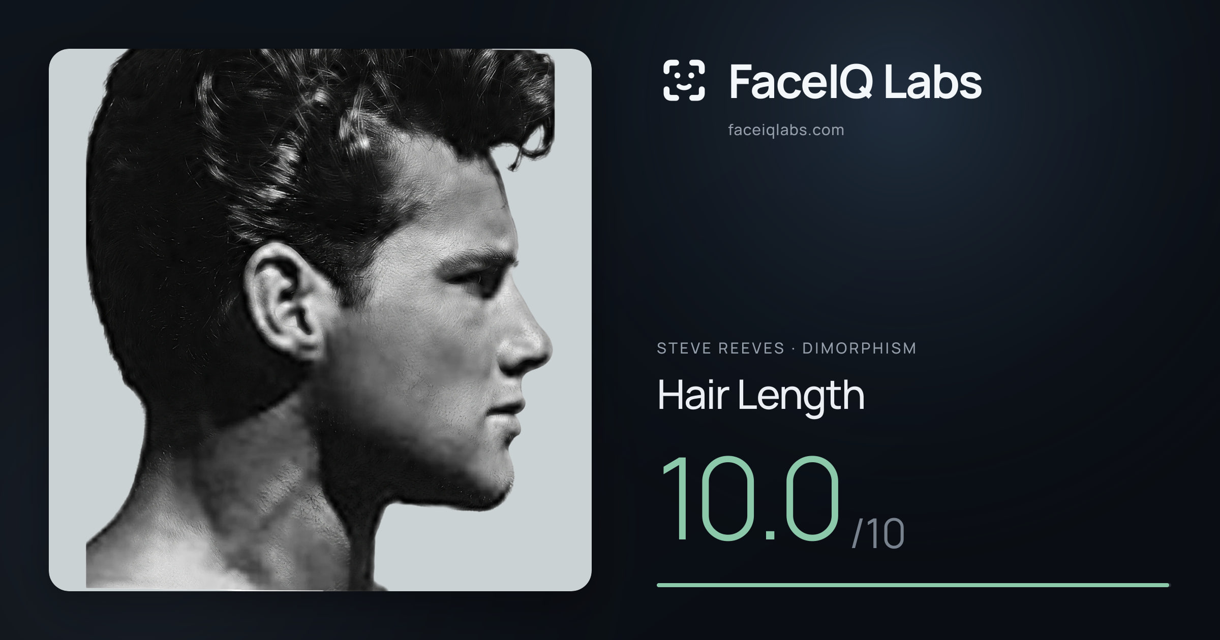 Steve Reeves Hair Length: 10.0/10, drawn on the photo