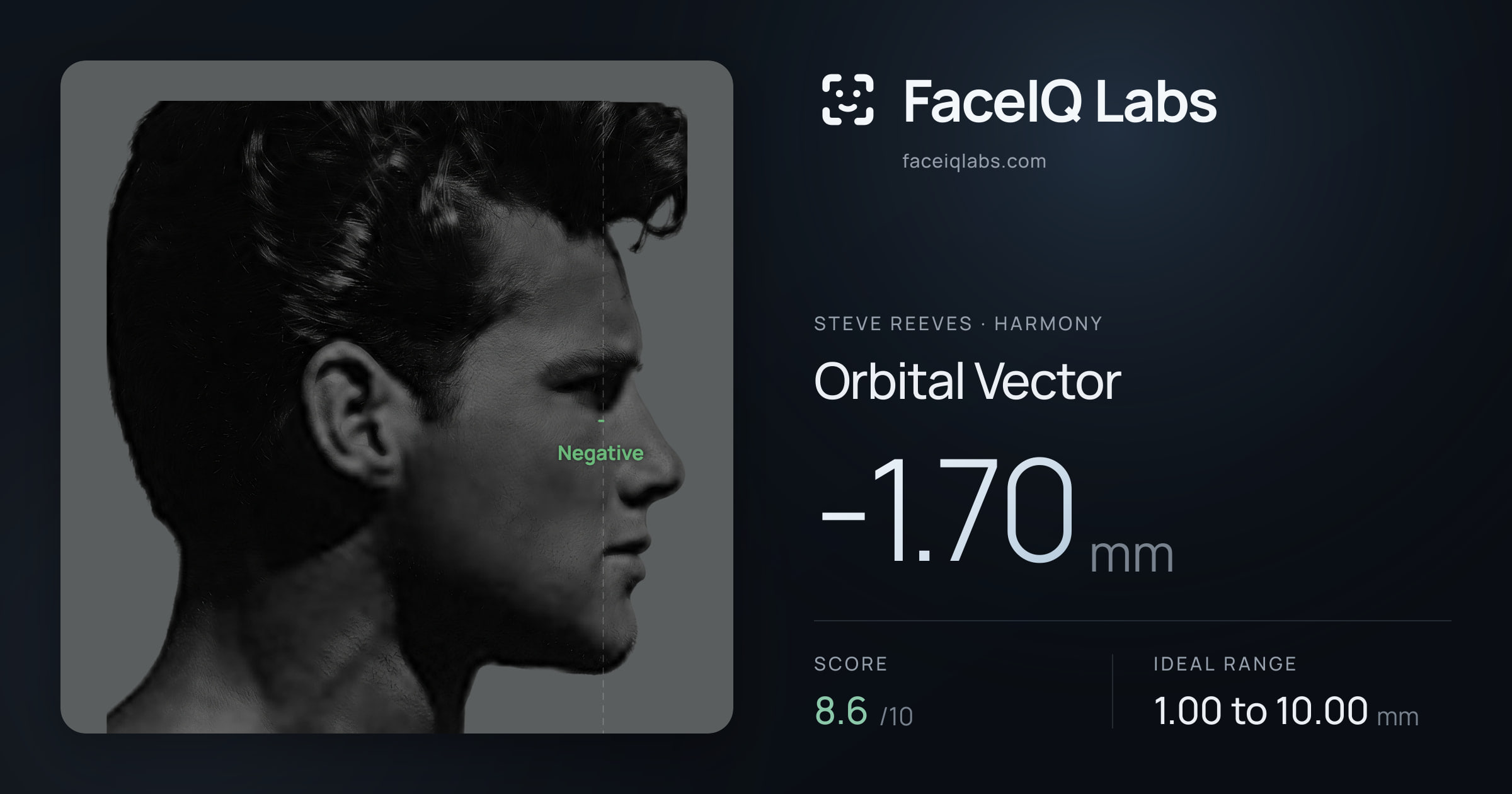 Steve Reeves Orbital Vector: -1.70mm, drawn on the photo