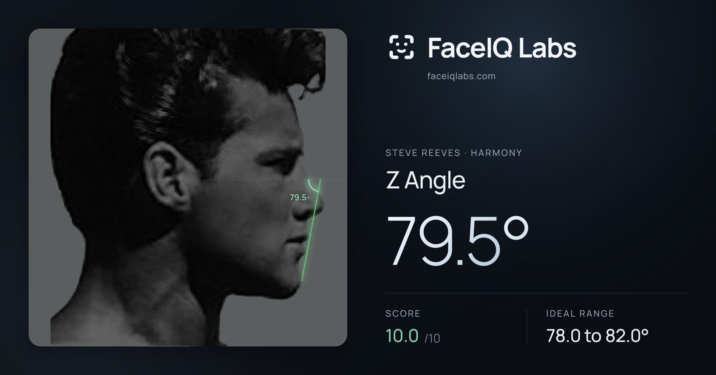 Steve Reeves Z Angle: 79.5°, drawn on the photo