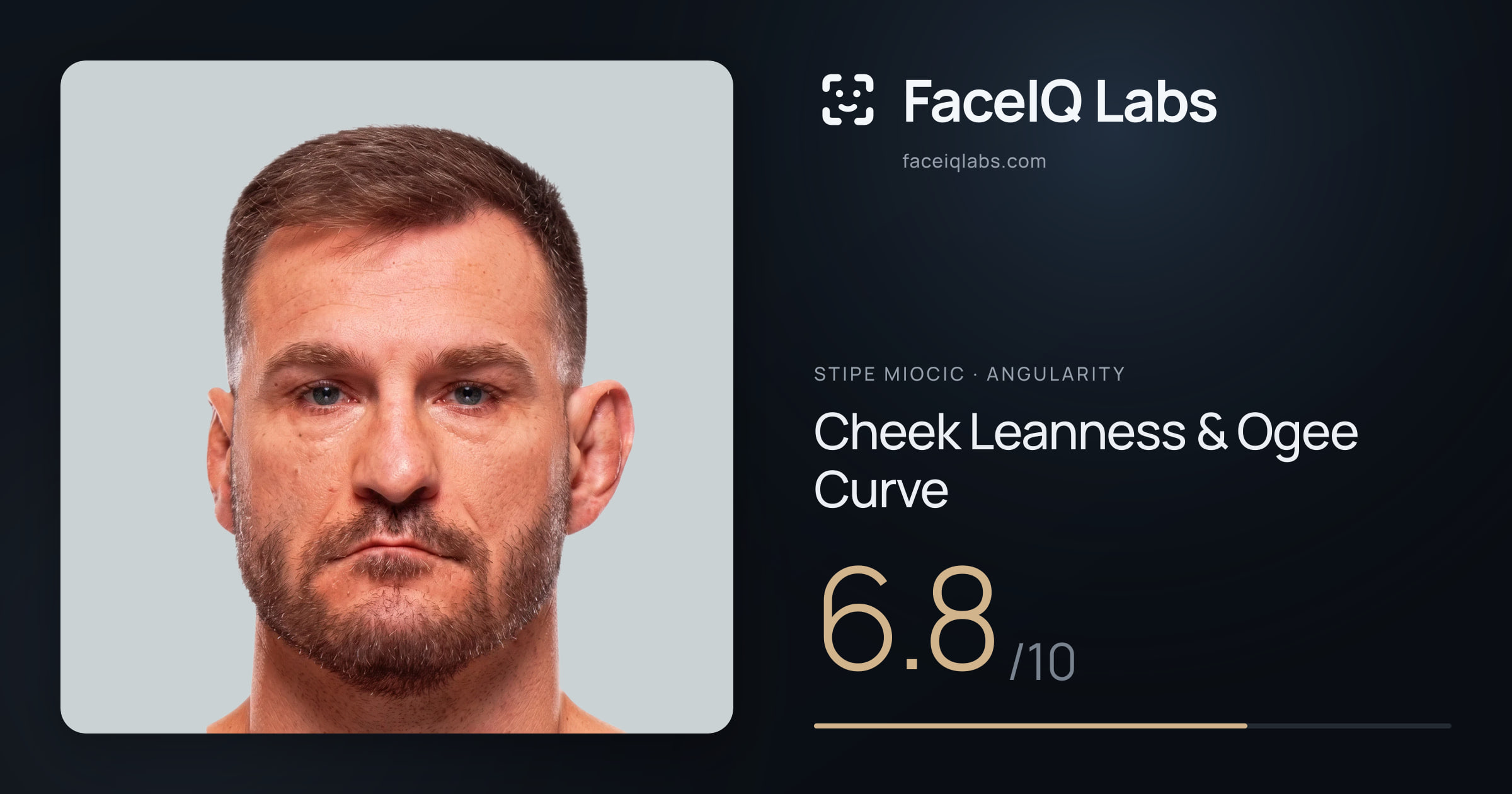 Stipe Miocic Cheek Leanness & Ogee Curve: 6.8/10, drawn on the photo