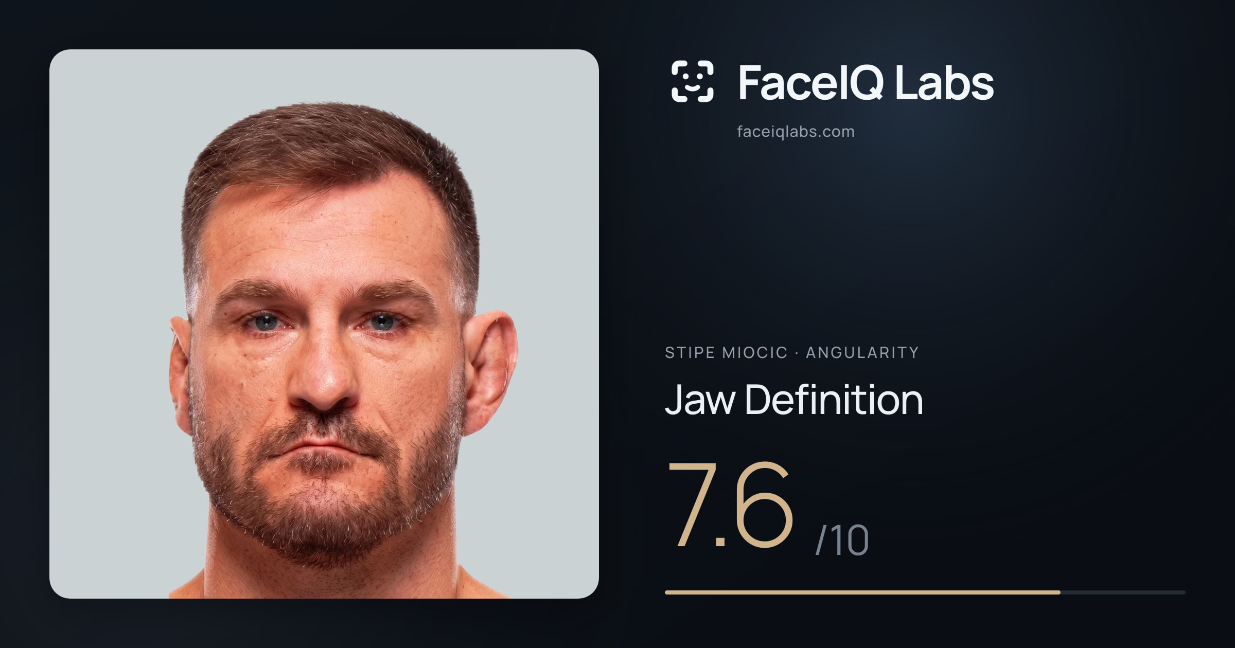 Stipe Miocic Jaw Definition: 7.6/10, drawn on the photo