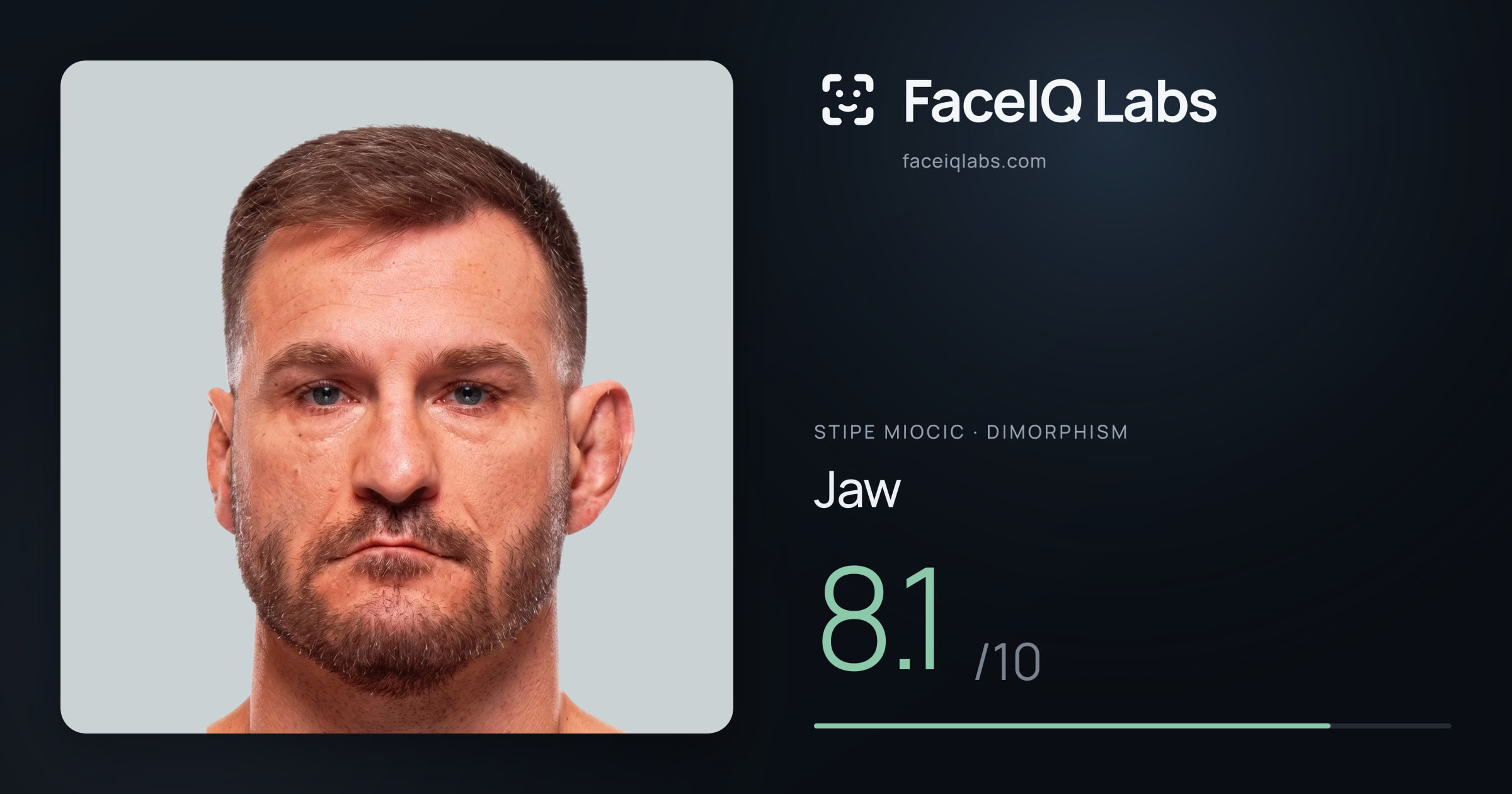 Stipe Miocic Jaw: 8.1/10, drawn on the photo